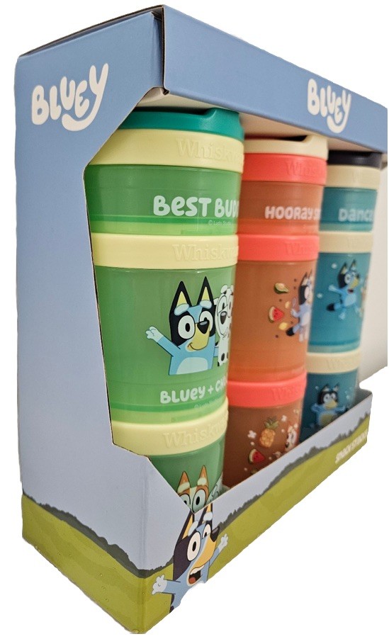 Bluey ~ Whiskware 3 snack Stacks ~ BPA and Phthalate-free Dishwasher Safe