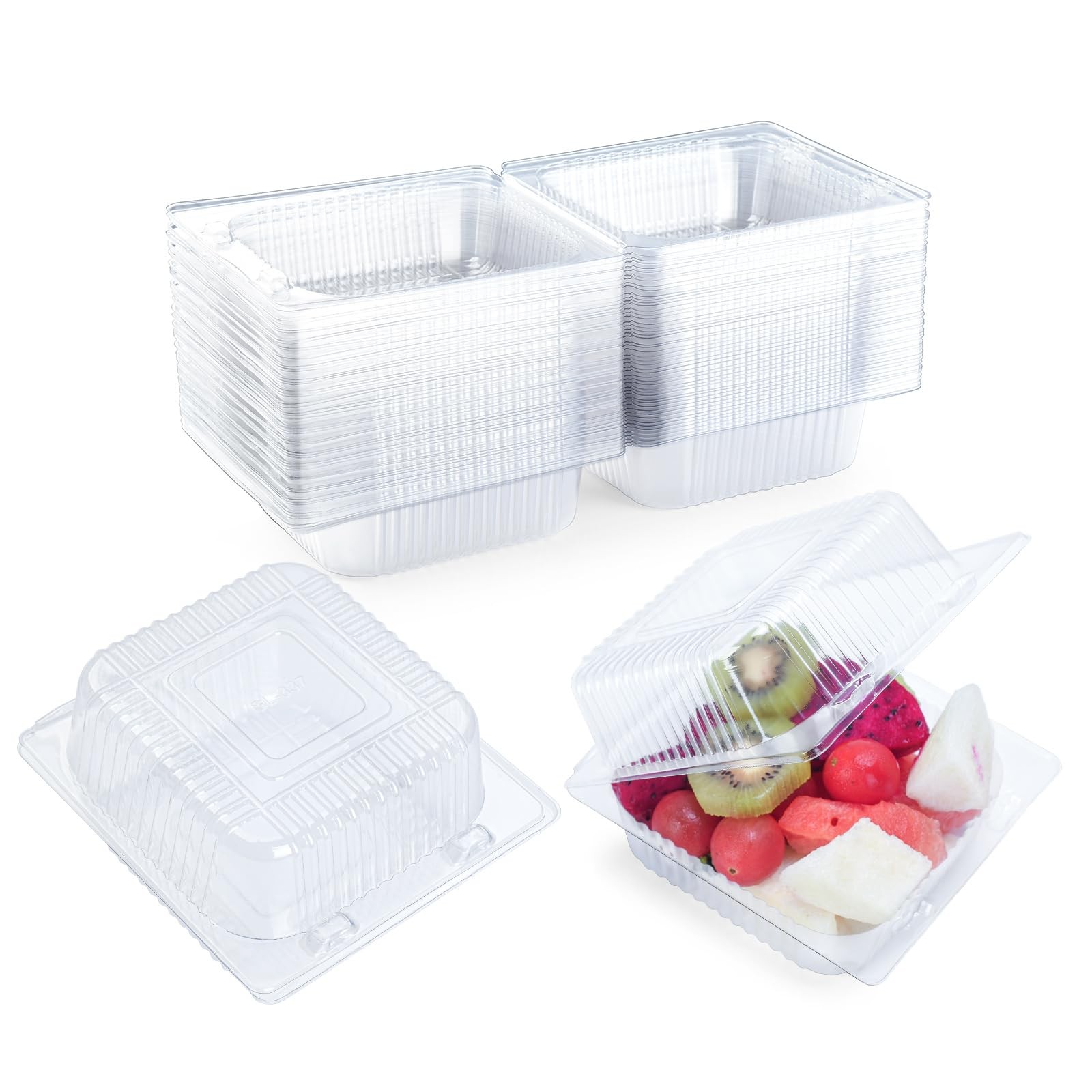 50 Count Clear Plastic Containers with Lids for Food, Thickened Disposable Sa…