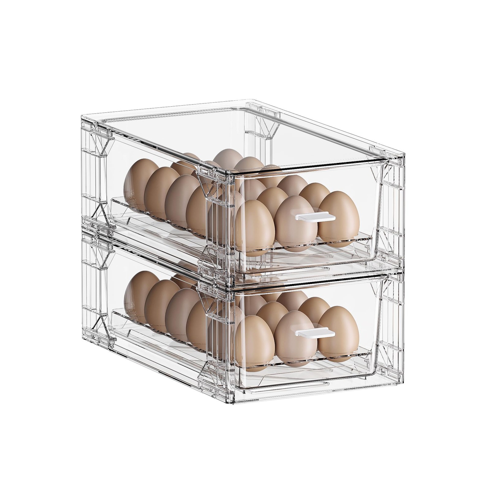 BPA-Egg Storage Drawer – Stackable Refrigerator Egg Holder, 2 Pack, 36 Egg Tray.