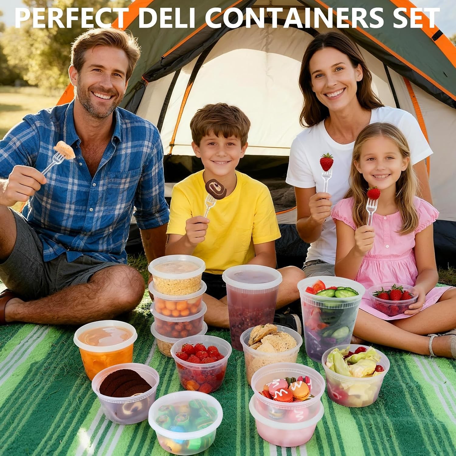 96 Pack 192-Piece Deli Containers W/ Lids 32/16/12/8 oz X 24 Set Each Leak-Proof