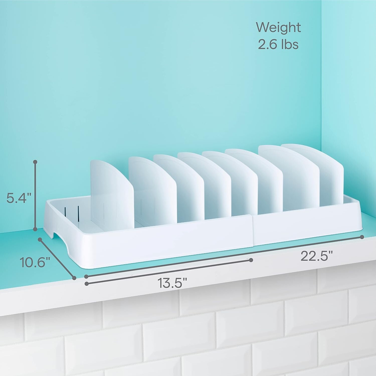 Food Container Lid Organizer, Expandable With Tall Dividers