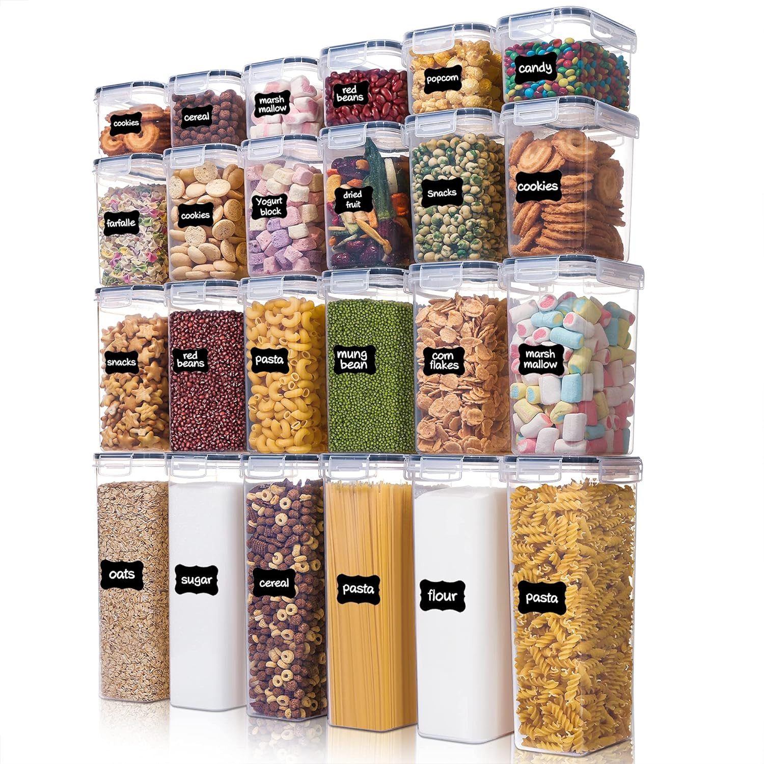 Airtight Food Storage Containers with Lids, 24 Pcs Plastic Kitchen and Pantry O
