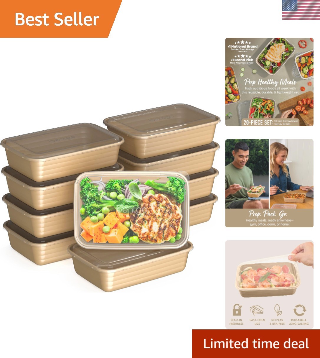 20-Piece BPA-Free Meal Prep Containers – Durable, Microwave & Dishwasher Safe