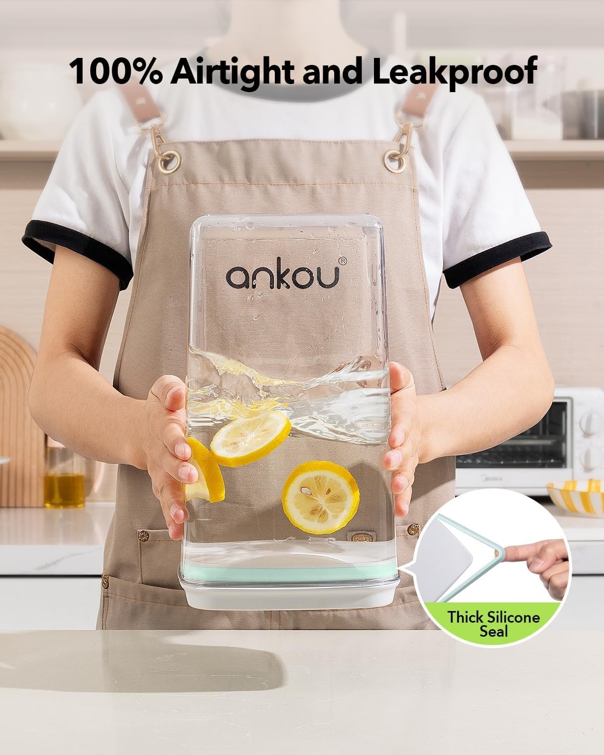 Airtight Food Storage Container with Pop Lid & 130ml Scoop, 4L/4.2qt *2 BPA-F…