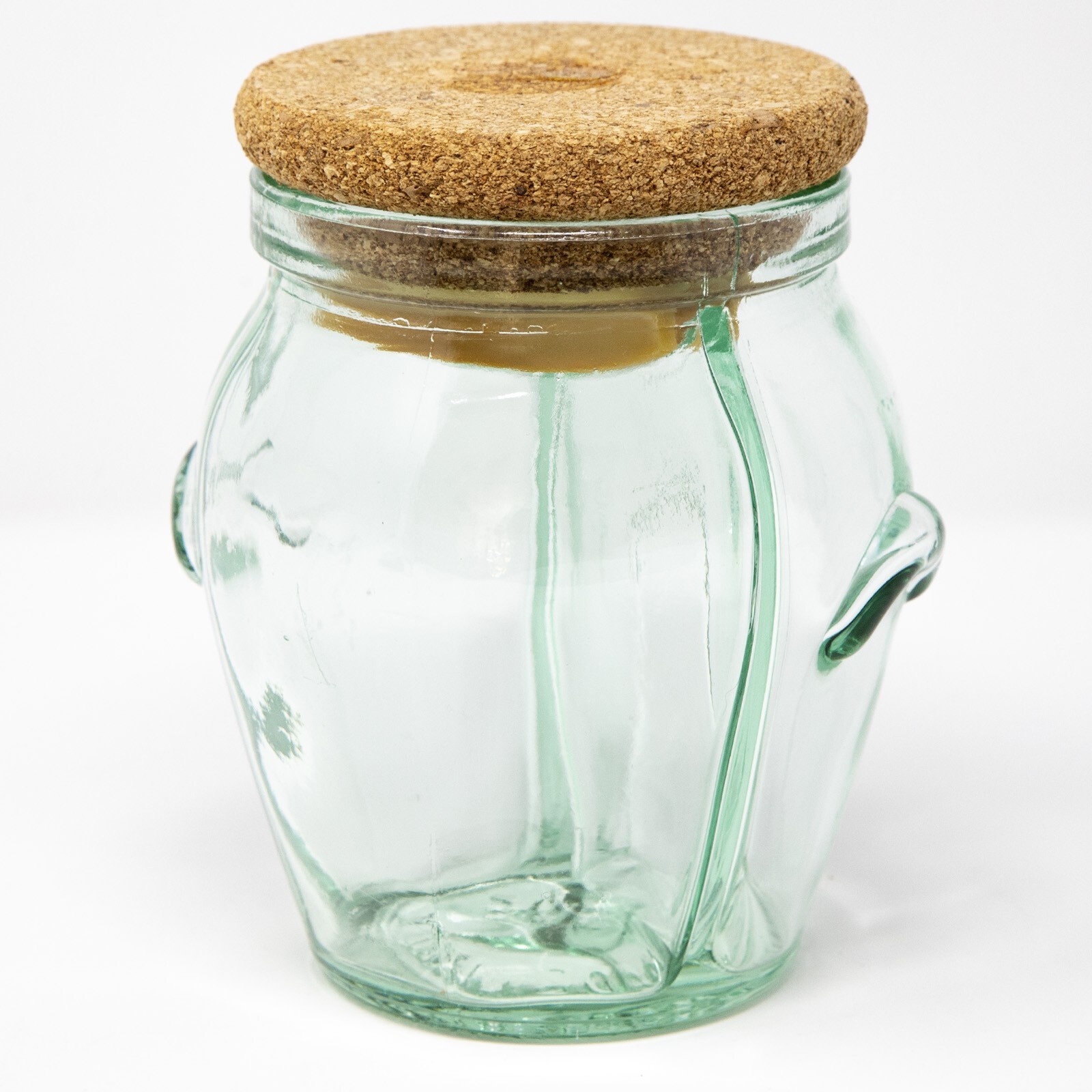 Rare Vintage Green Glass Triple Divided Jar Cork Lid Made in Italy SVE