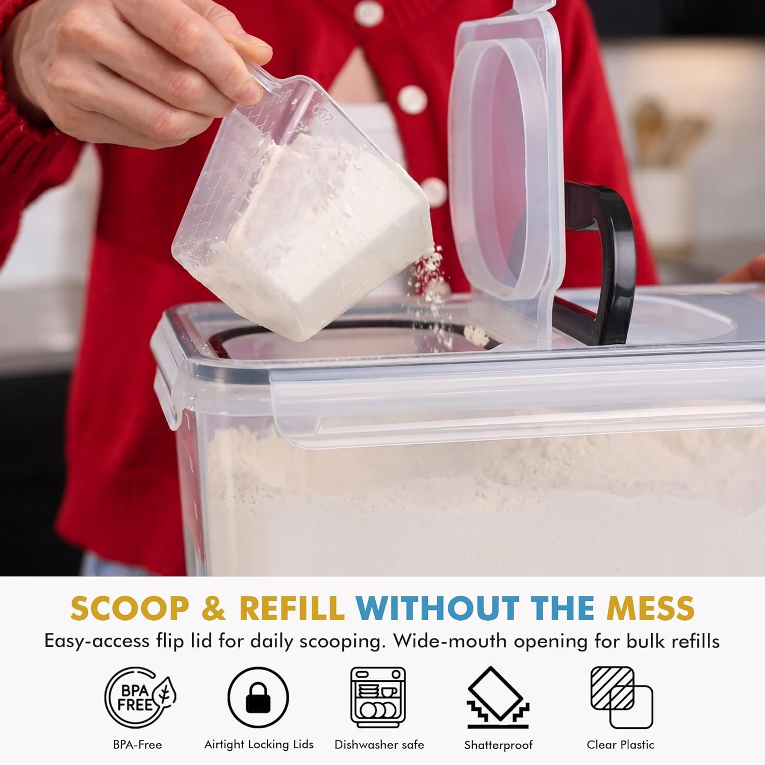 2 PC (11L | 372 Oz) Flour Sugar Storage Containers with Spout Lid & Easy Carry H
