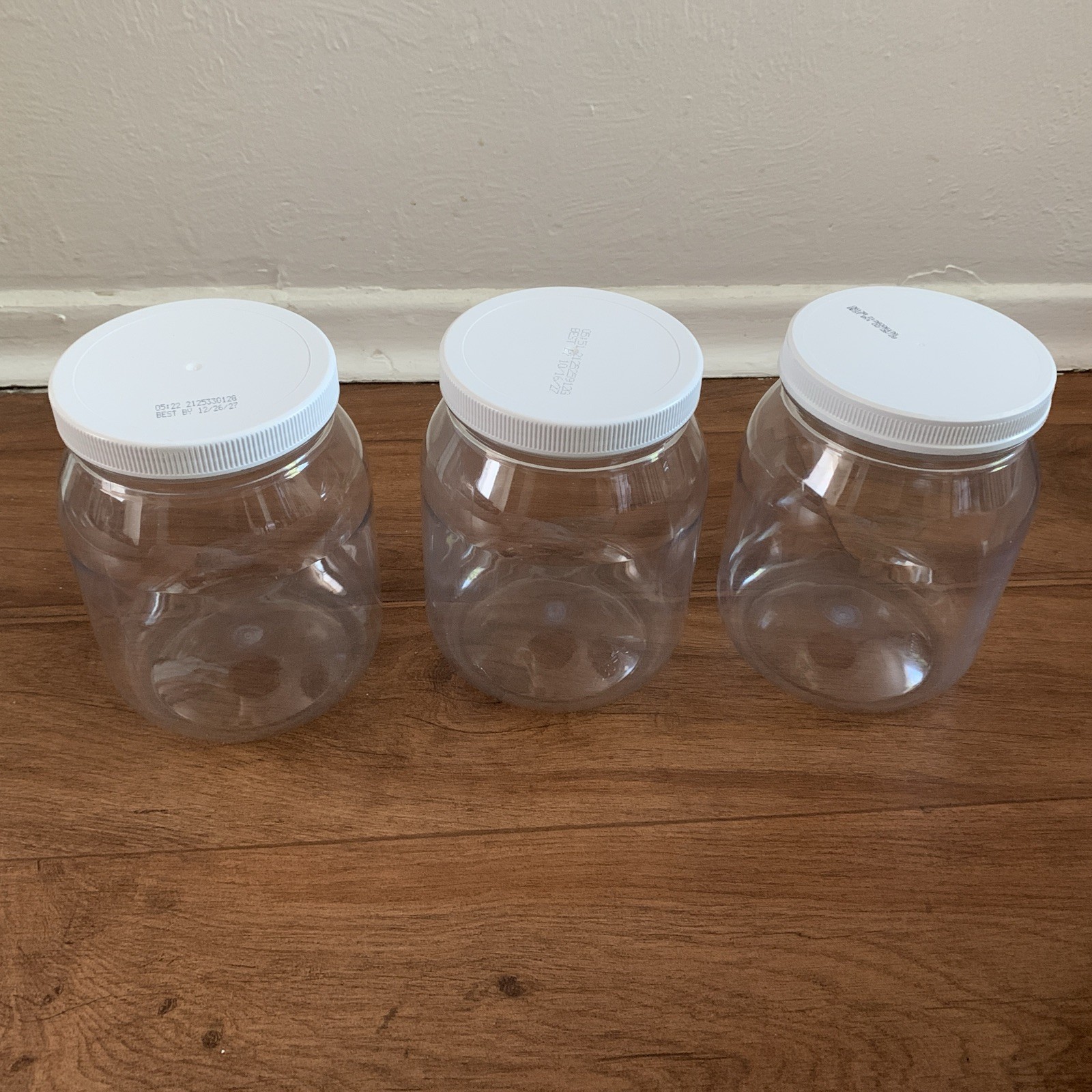 70 oz Clear Plastic Jars with Screw Lid,Empty 3 Pack Food Storage Containers