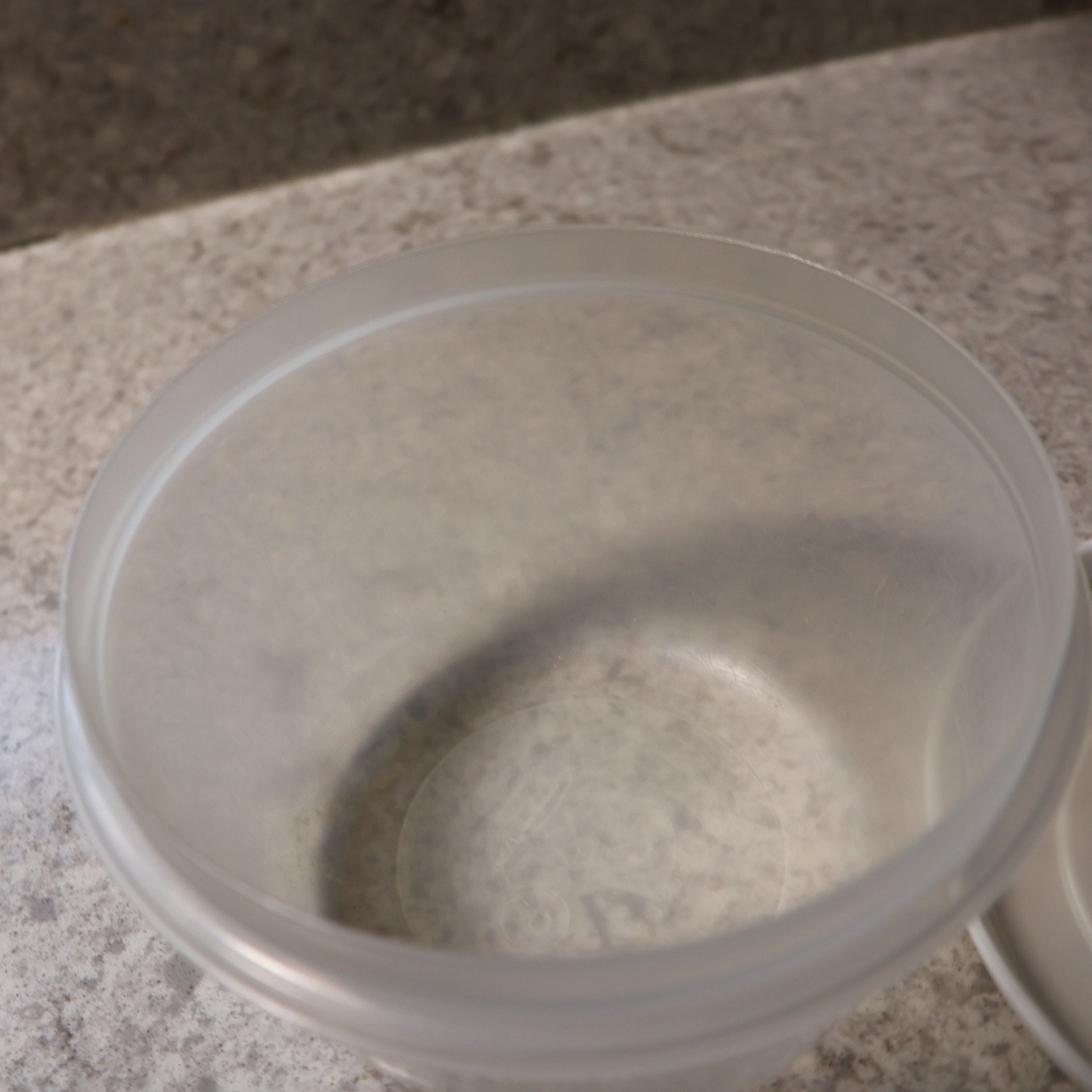 VTG Rubbermaid Servin Saver Round #3 Container Sheer w Almond Lid 6cup