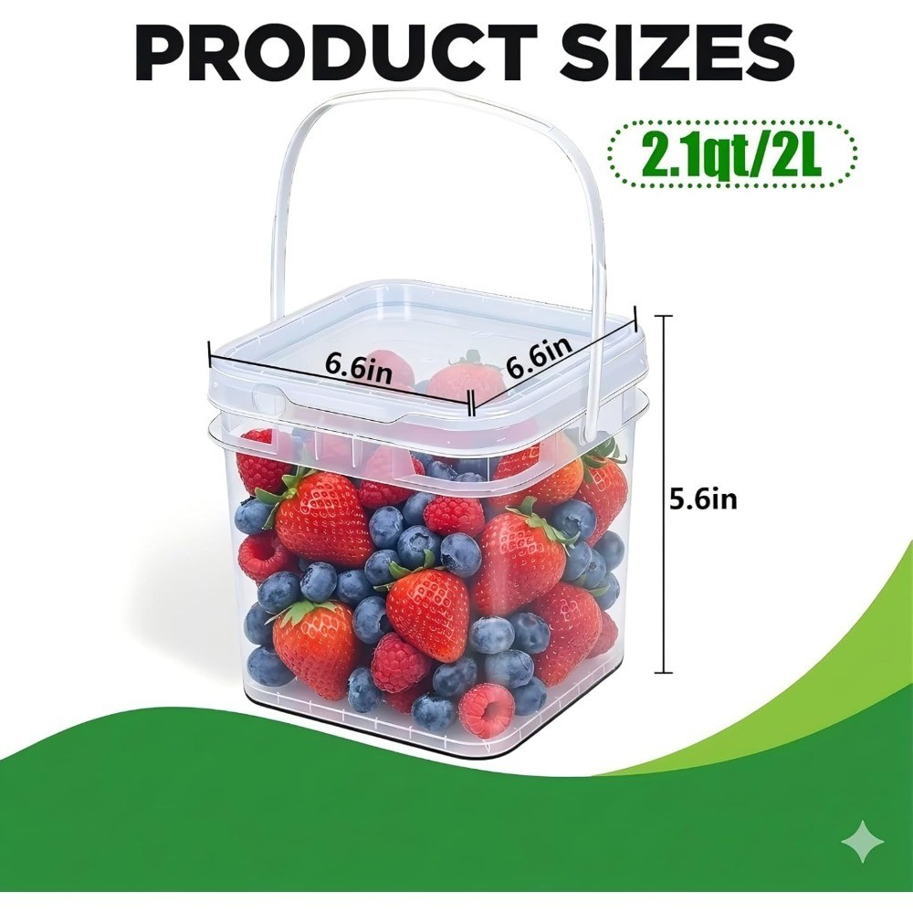 Airtight Food Storage Containers 2 Liter 4 Pack with Lids Clear Spoons Plastic