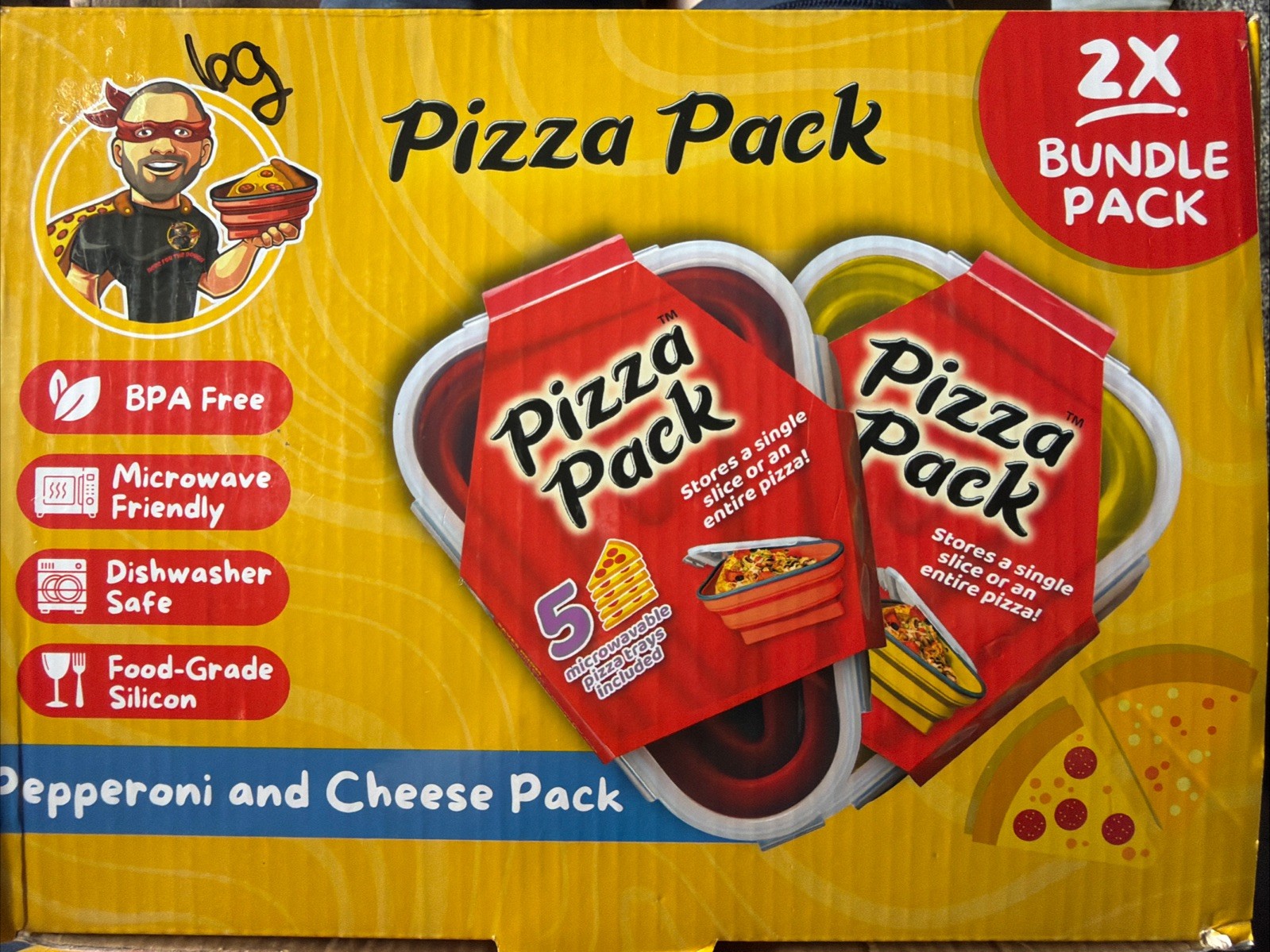 Pizza Pack Reusable BPA-Free Silicone Storage Container (2-pack) NEW WITH BOX