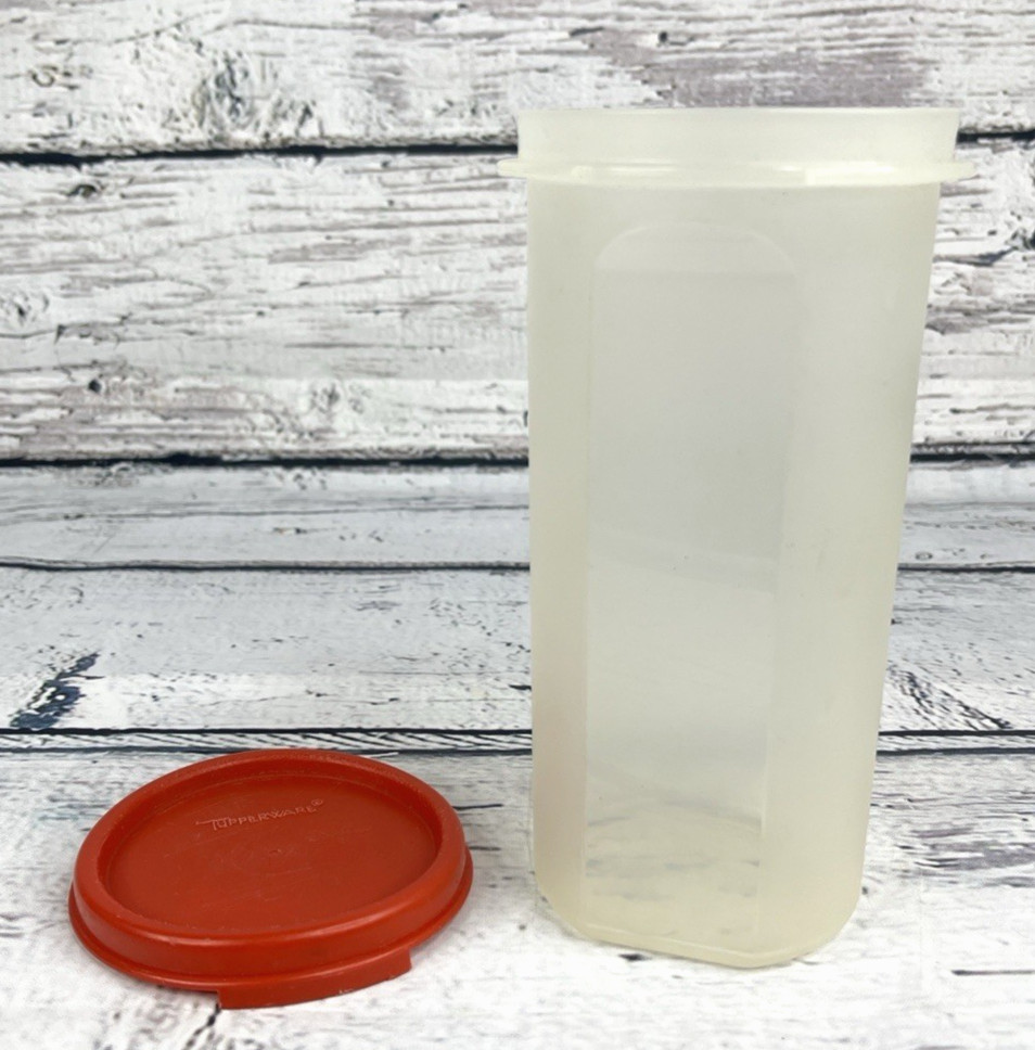 Tupperware Modular Mates 1641 Round Cylinder Container 22oz Sheer with Red Lid