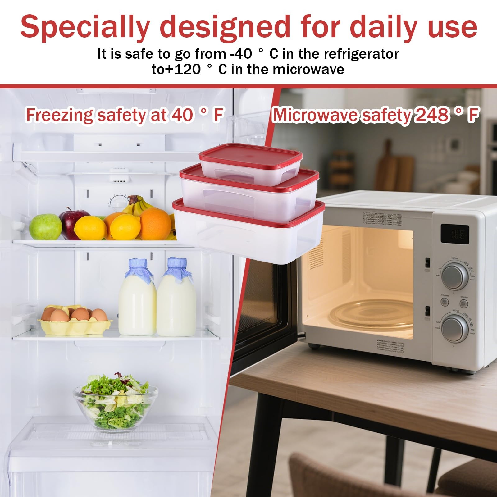 KKONHII 3 Pcs Cookie Storage Containers Square 4L + 2.5L + 800ML, Clear