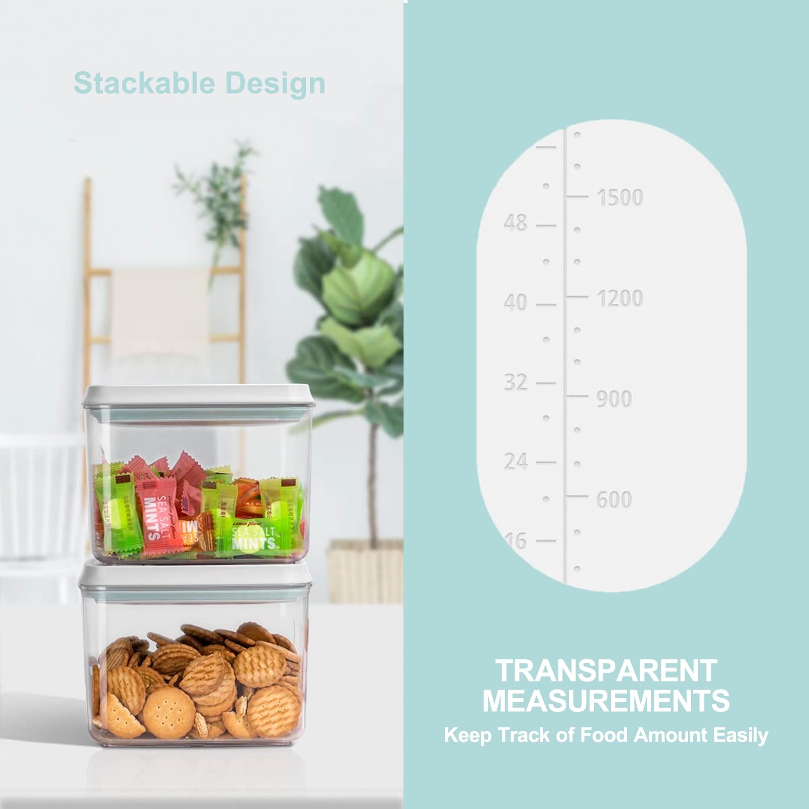 Cozey Daily Pop Containers 1.2 liters (4.14 inches x 5.99 inches), 1200ML*3