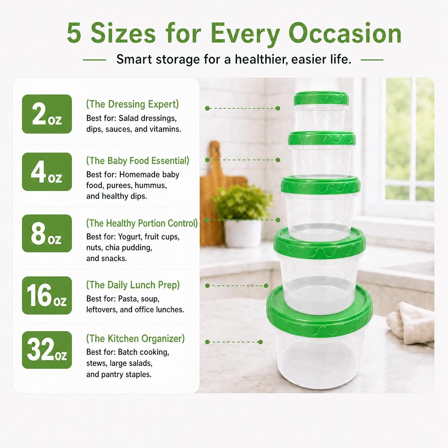 16 oz Plastic Freezer Containers with Lids 2 Cup Food Storage Container BPA F…