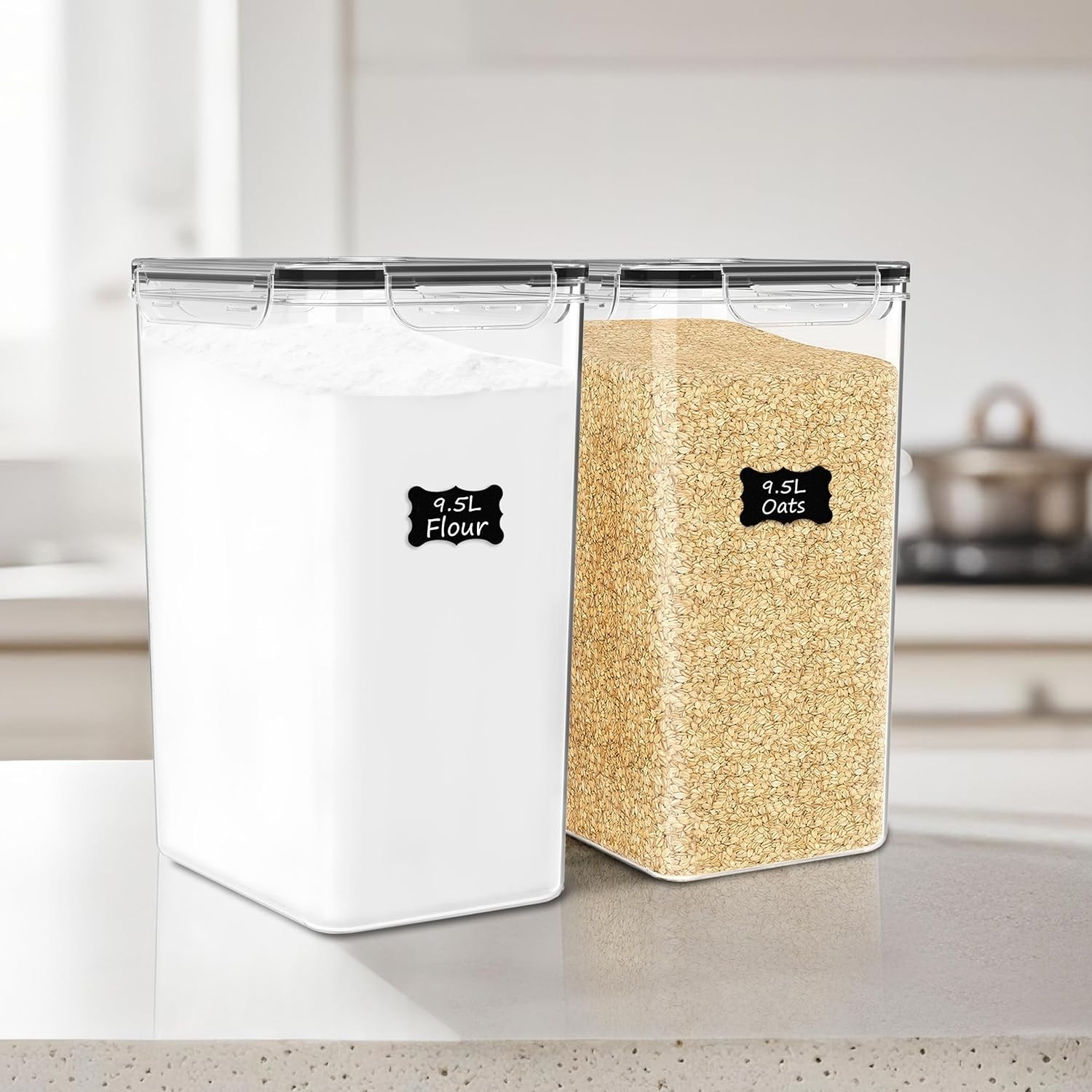 Versatile 9.5L Airtight Containers – Perfect for Flour, Sugar, Rice, Cereal!