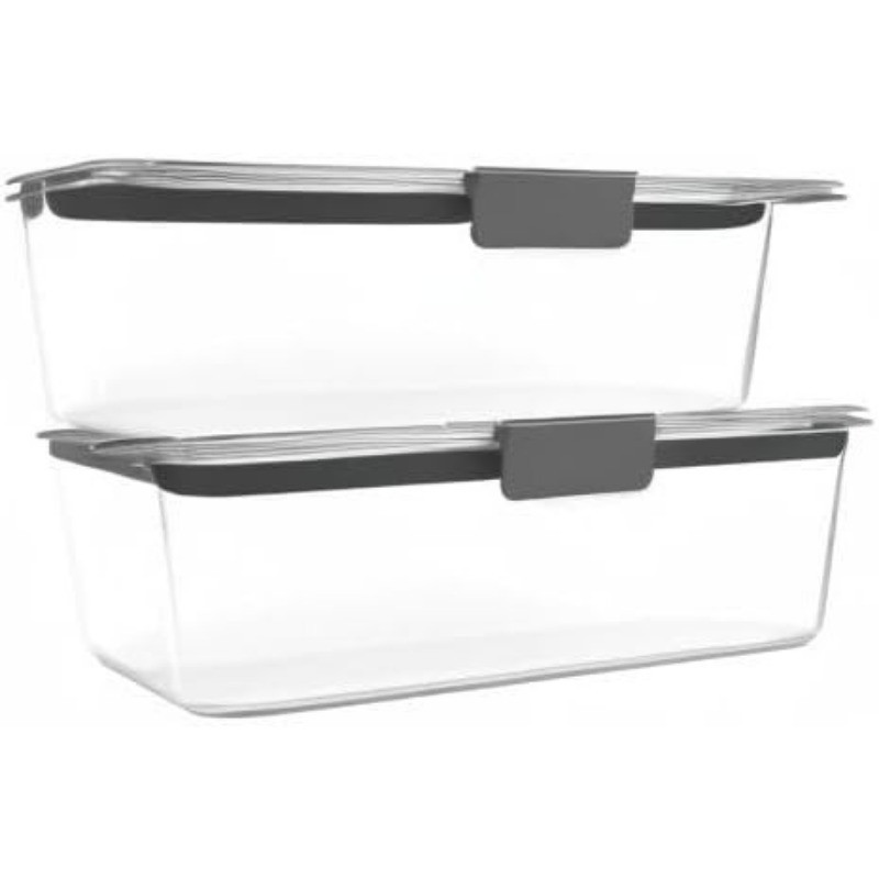 Brilliance BPA-Free Food Storage Containers W/ Lids Airtight Clear Set of 2 9.6