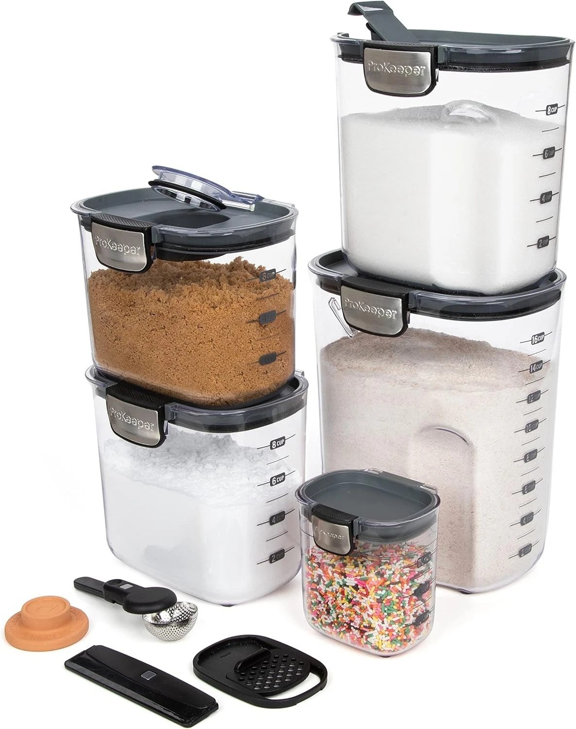 Transparent 9-Piece Kitchen Canister Set with Magnetic Accessories for Baking