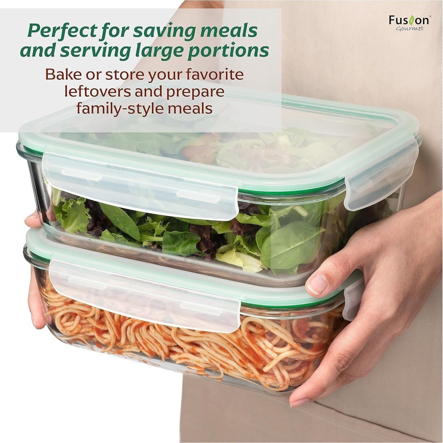 5 Pack Large Glass Food Storage Containers with Lids Airtight Leakproof US