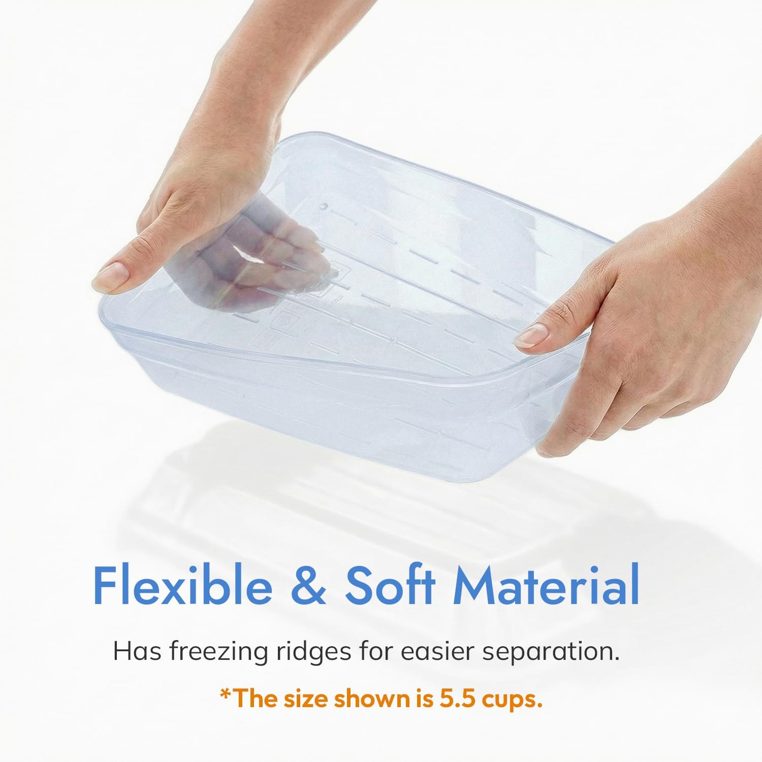 Flexible Freezer Storage Containers with lids, 2Pack 11.4cup Blue
