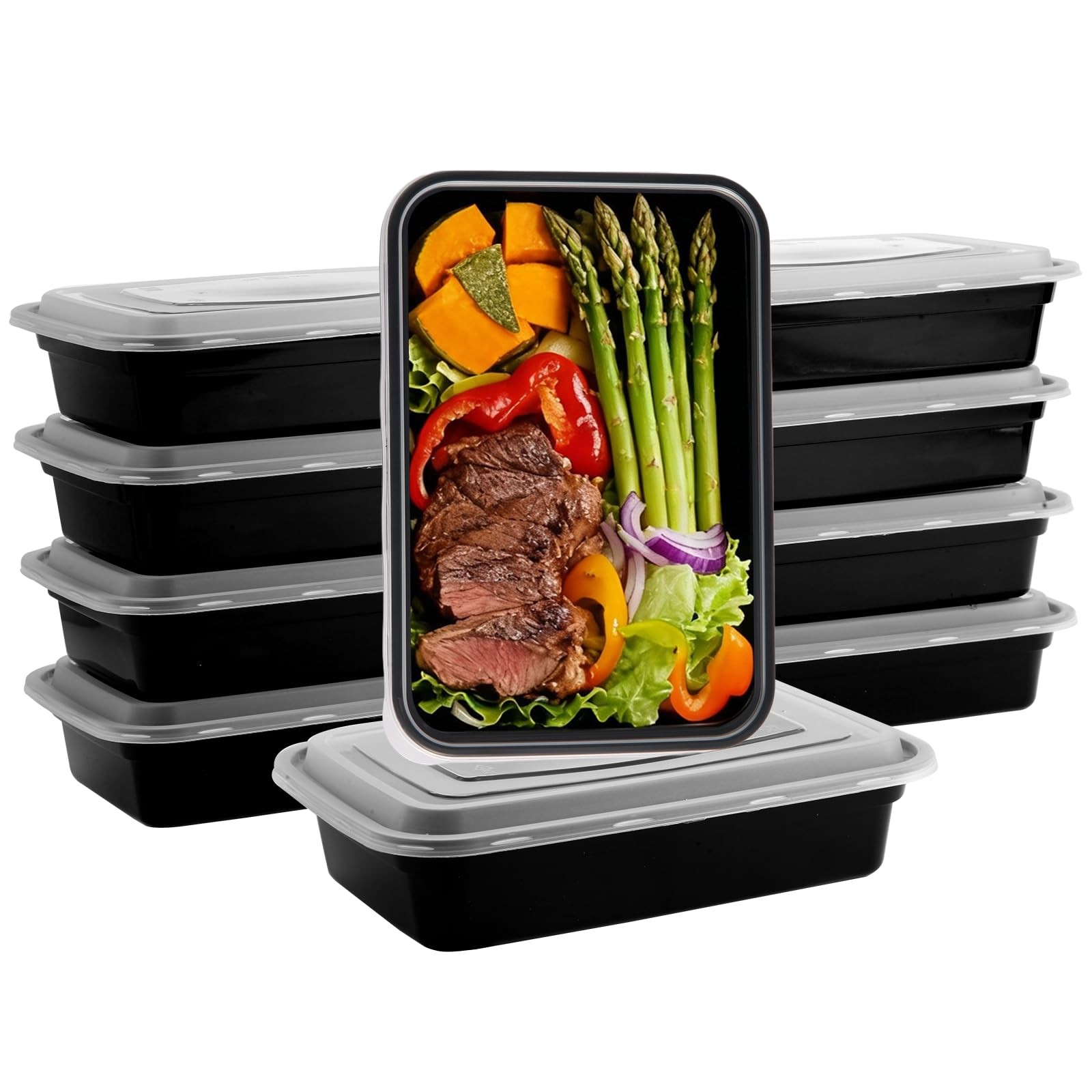 10Pack 35oz Meal Prep Containers Disposable Food Storage Containers with Lids…