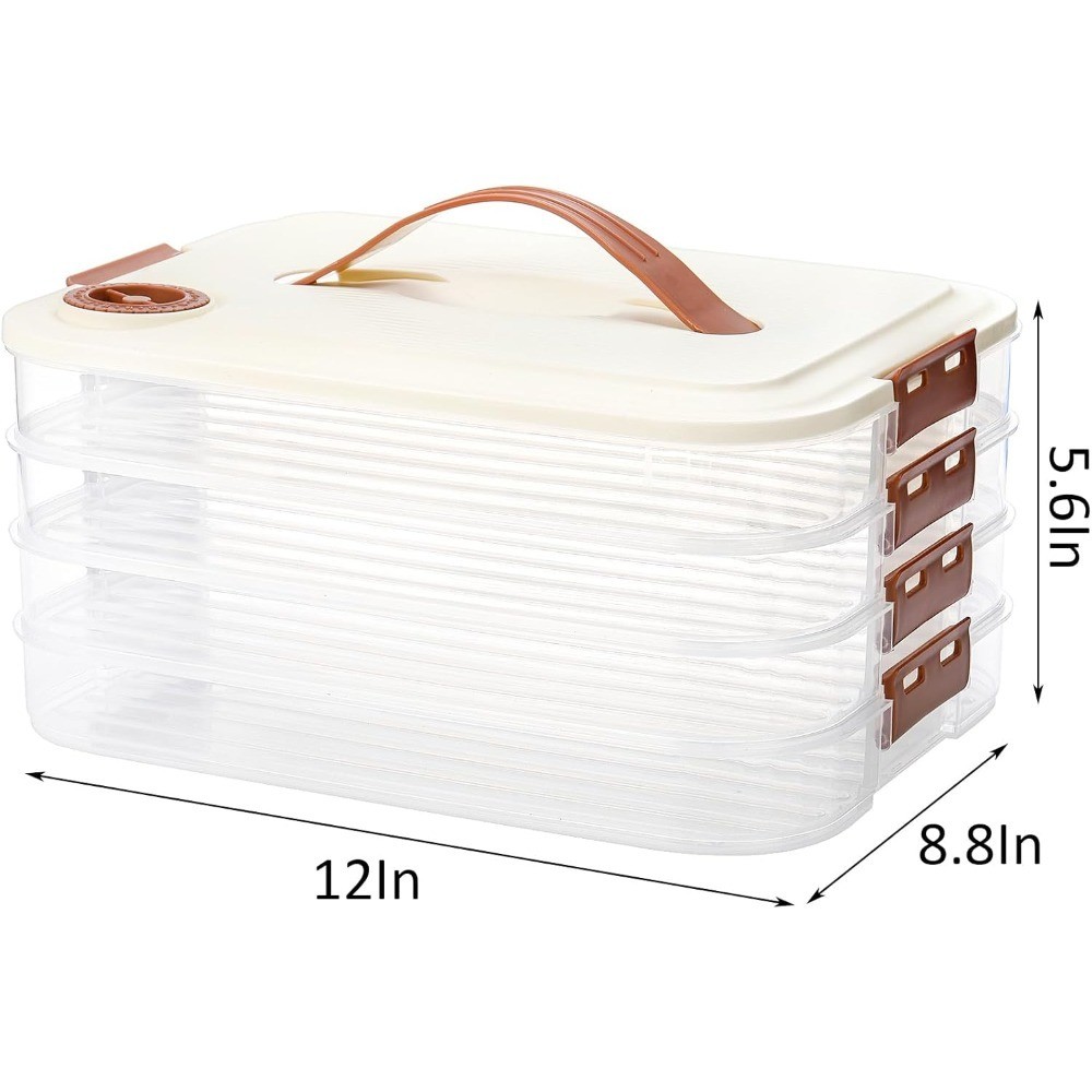 4-Layer Food Storage Container with Lid for Refrigerator Organization, Plastic