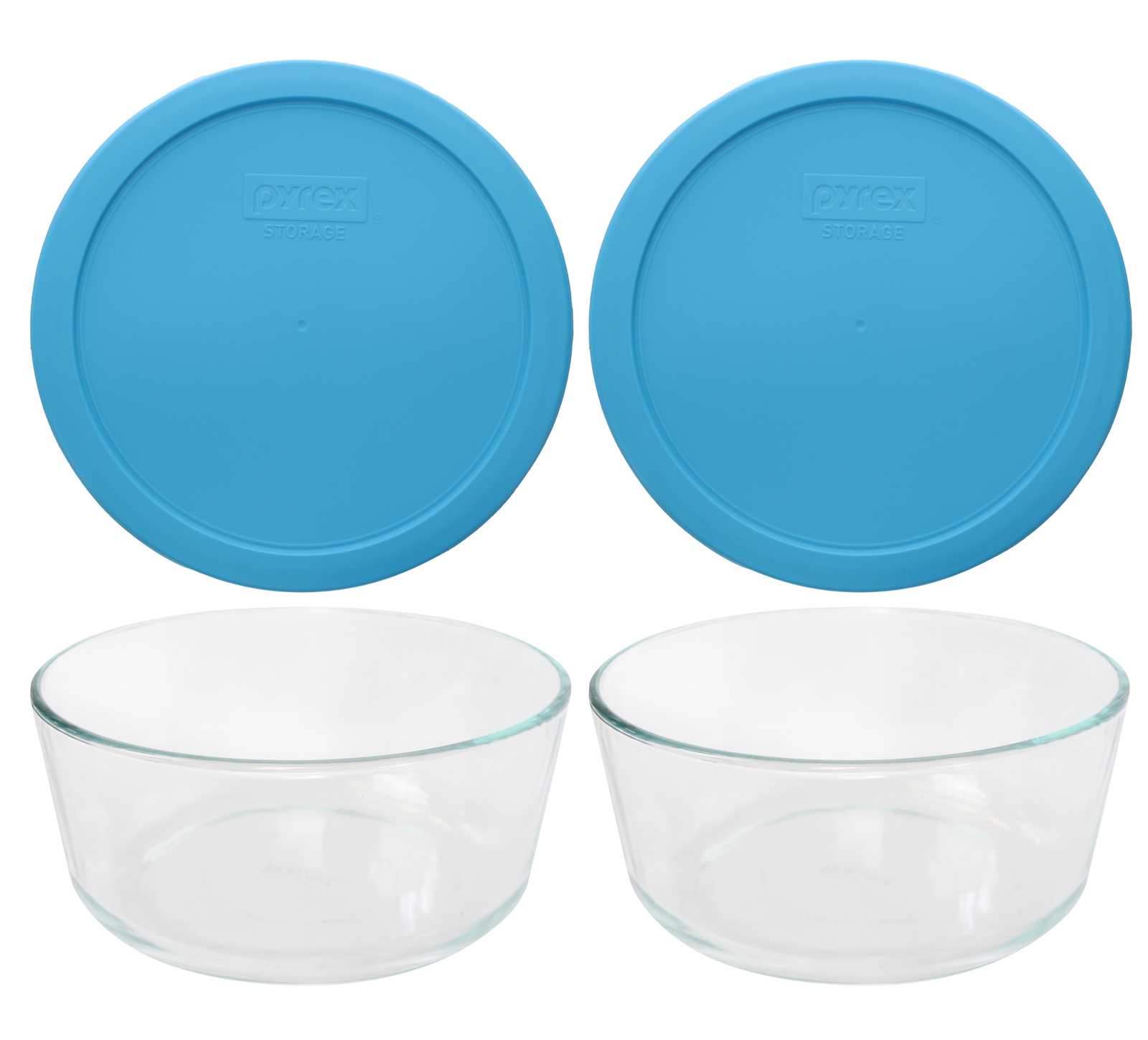 Pyrex 7203 7-Cup Glass Bowls with 7402-PC Blue Pantone Lids (2-Pack)