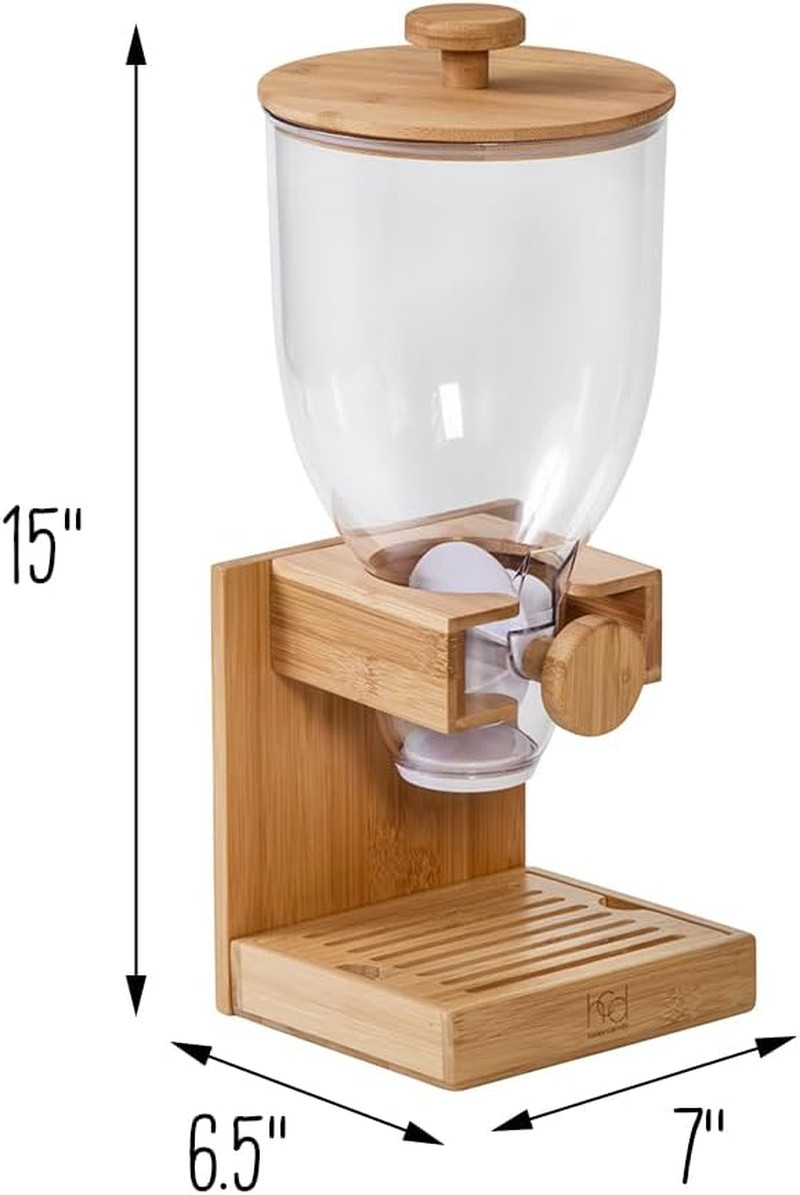 Honey-Can-Do Bamboo Cereal Dispenser with Airtight Lid – Countertop Dry Food Dis