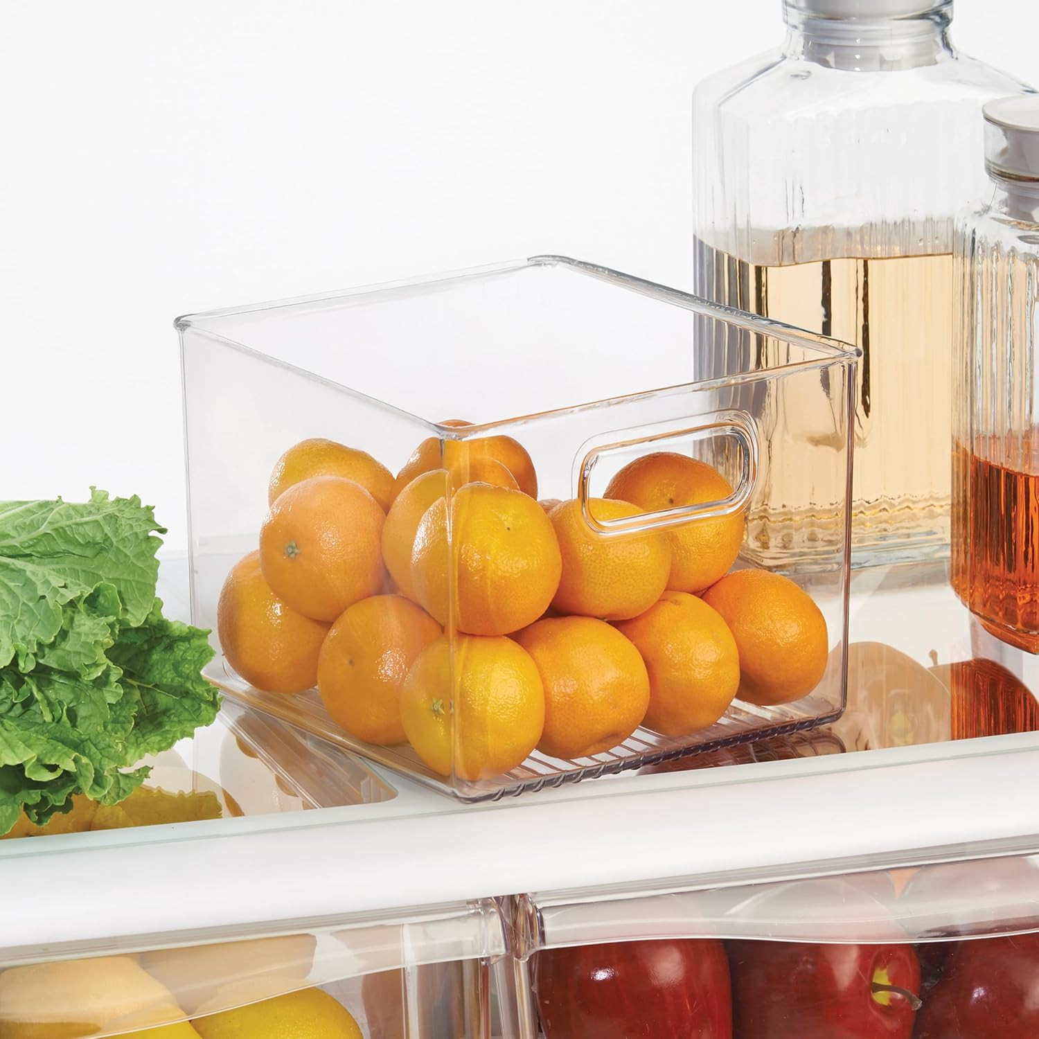 Clear Plastic Storage Bins, 4-Pack | for Kitchen Pantry and Fridge, for Cabinets