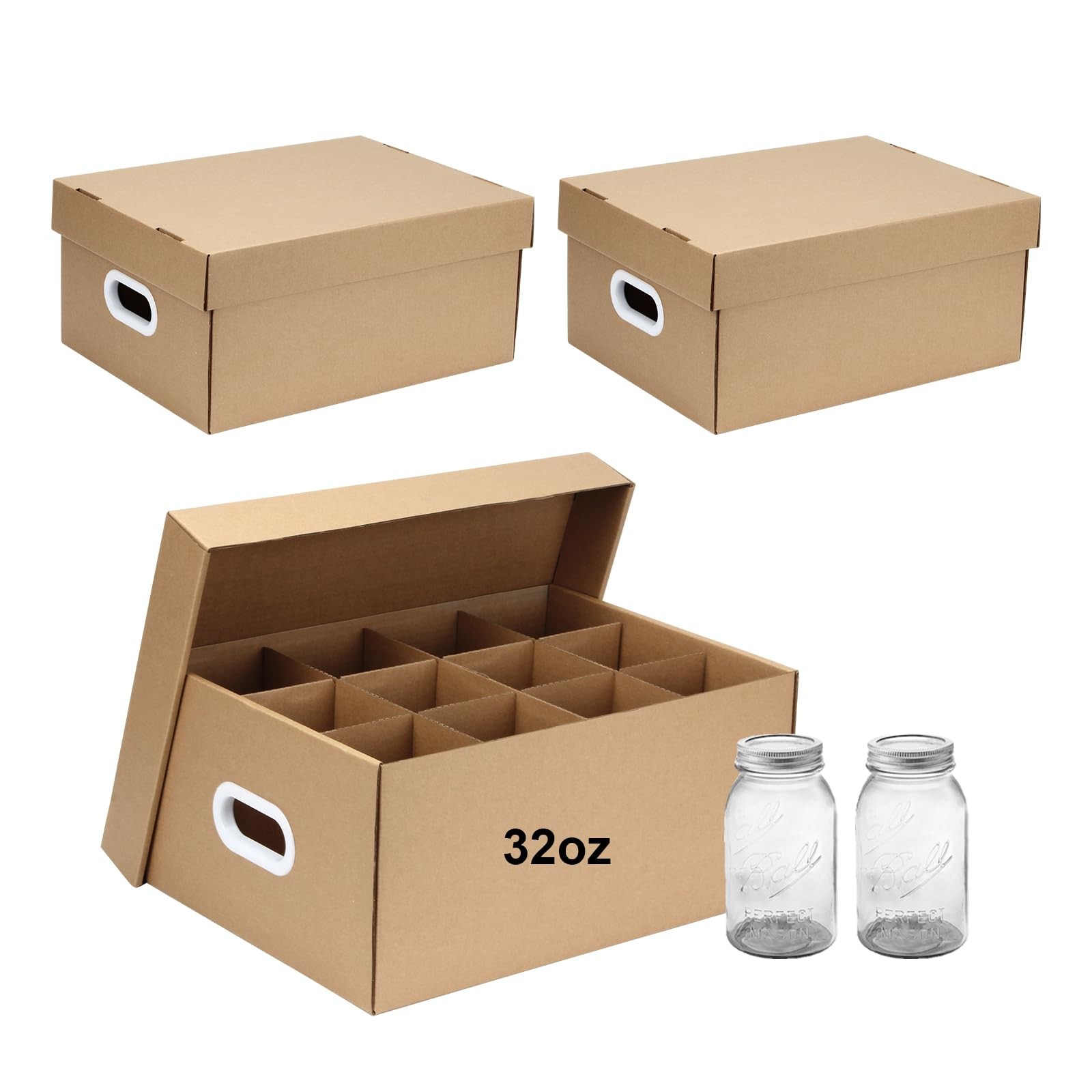 3 Pcs Cardboard Canning Jar Storage Boxes, 12 Cells Mason Jar Storage Boxes w…