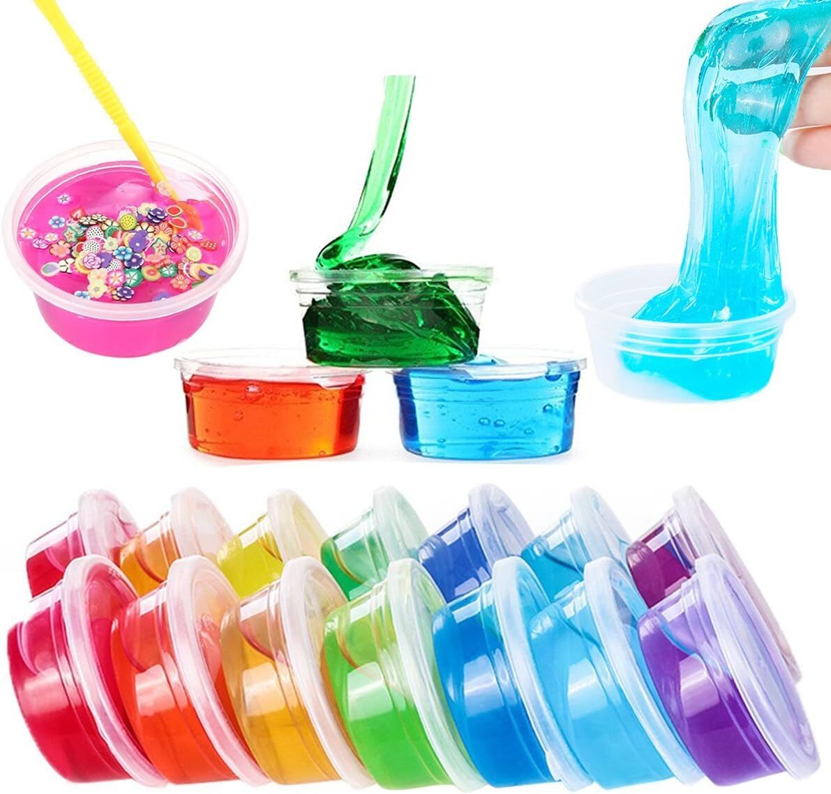 40 Pack 2oz Small Plastic Containers with Lids for Slime Foam Ball Storage