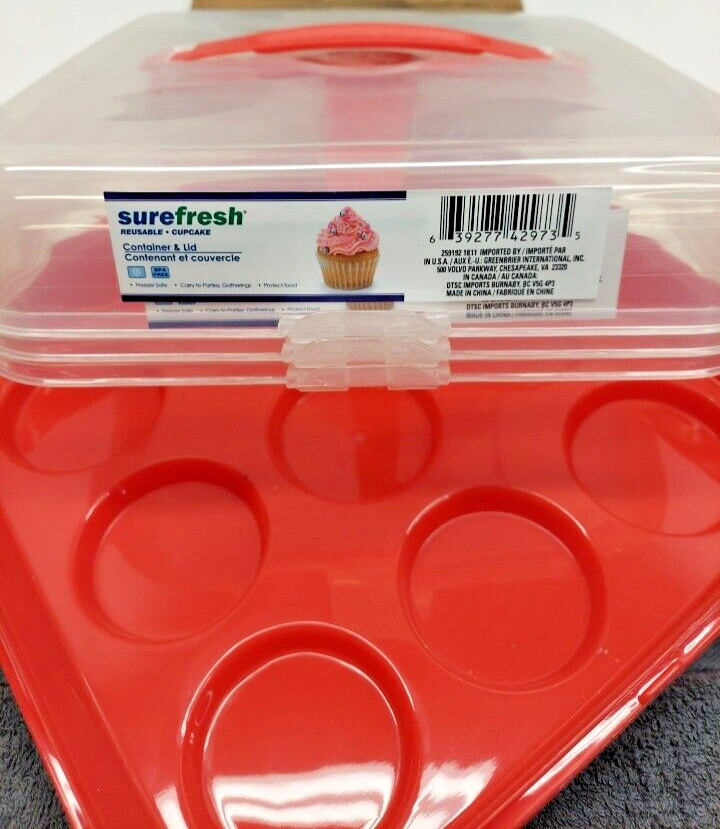 “Surefresh” Sealed Container for Cupcakes, Muffins 9 Count per 3 Container set