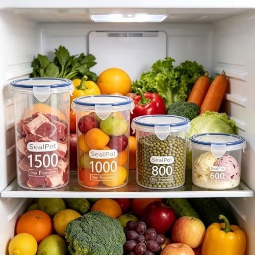 4 Pack Airtight Food Storage Containers BPA-Free Microwave Dishwasher Freezer Sa