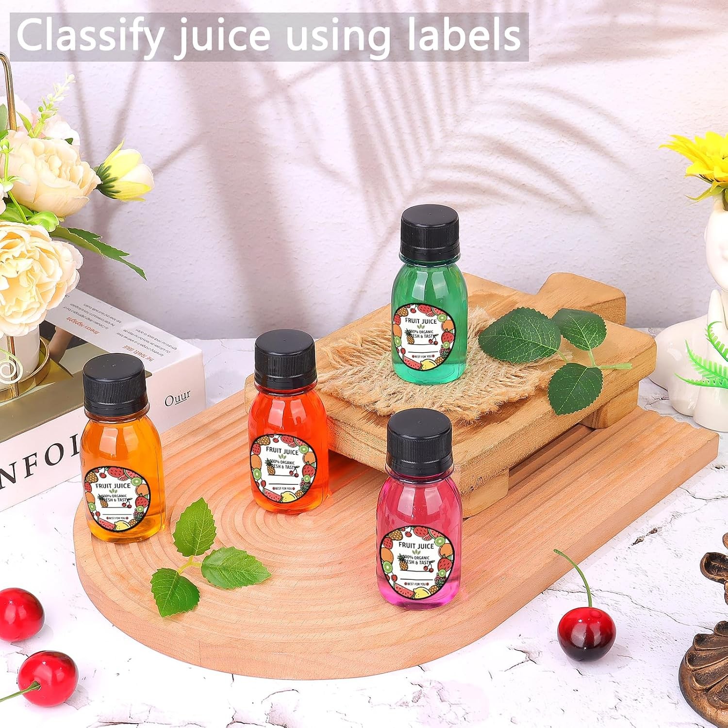 100 Pcs 2 oz Plastic Juice Shot Bottles W/ Caps Lids Ginger Shot Bottles BPA