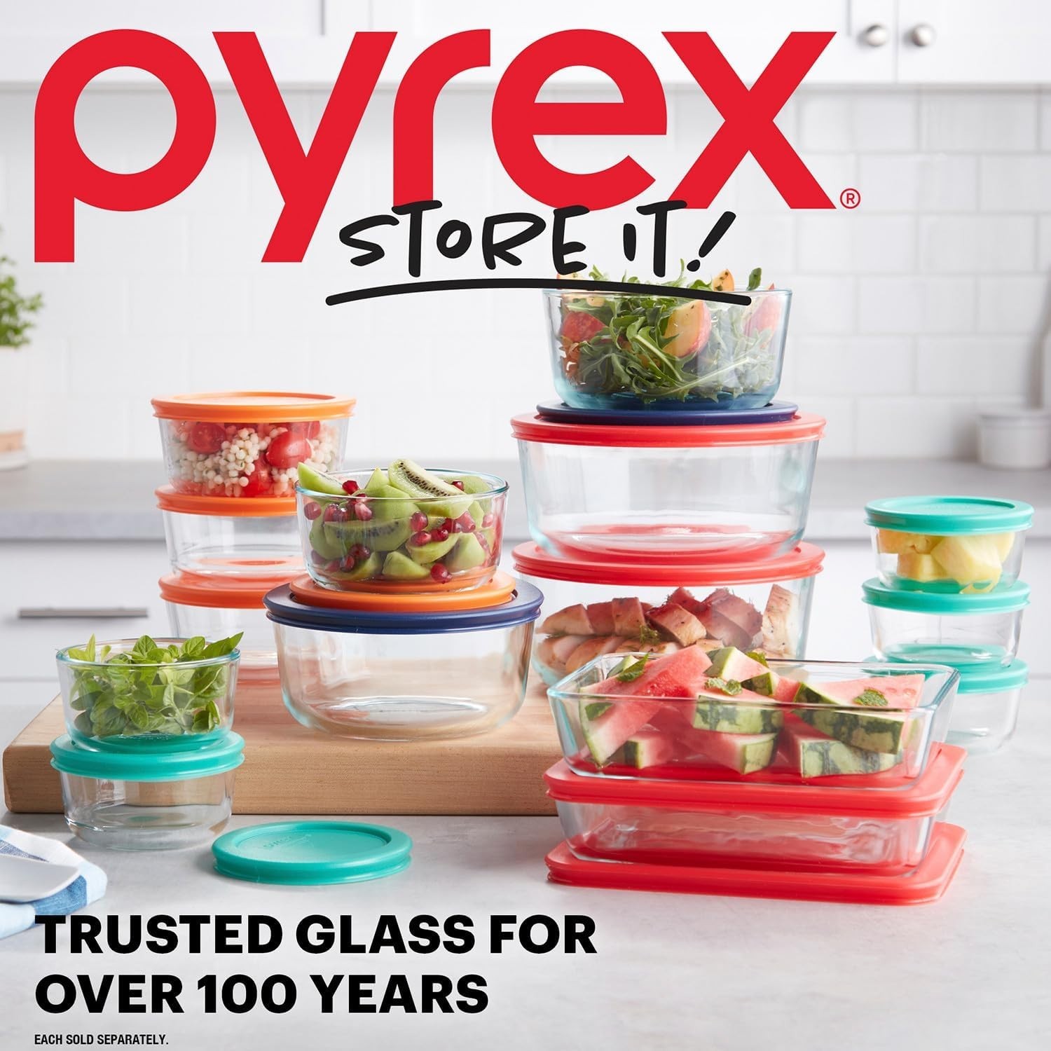 Simply Store 7-Pack Glass Food Storage Set – 1, 2, 4, 7 Cup Airtight Containers