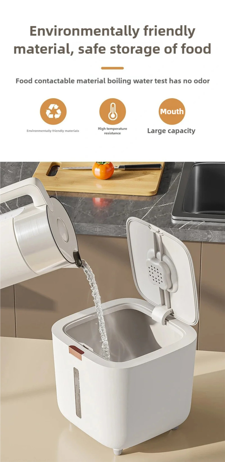 Rice Storage Container Kitchen Flour Food Dispenser Box Grain Sealed Organizer
