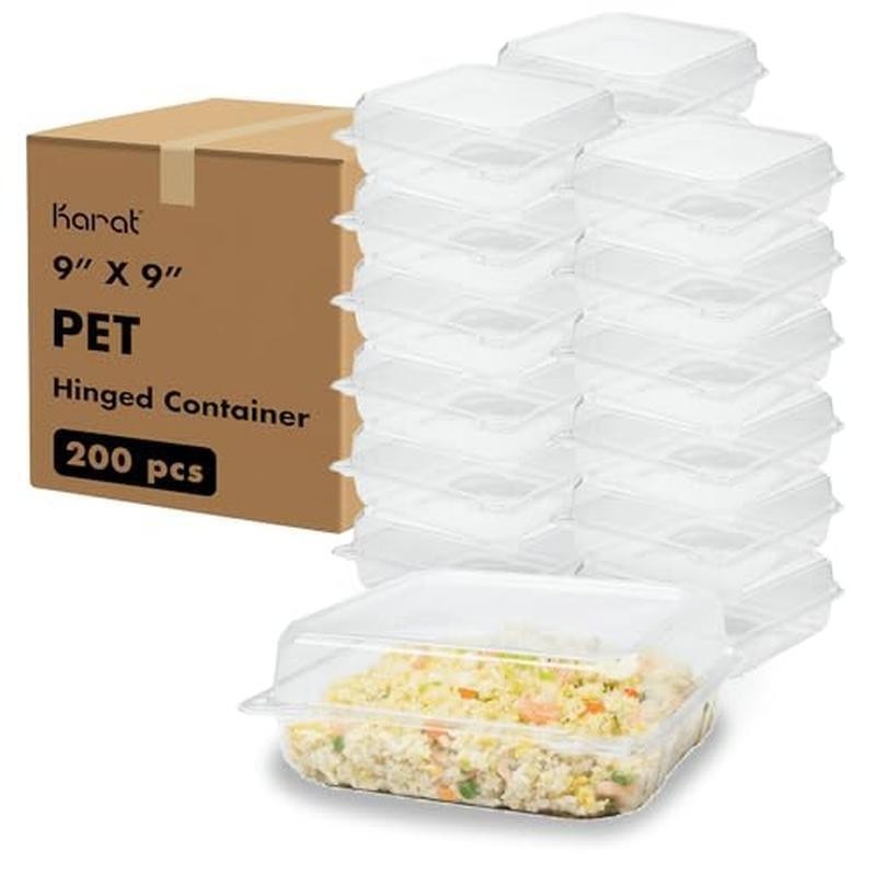 Clear Hinged Clamshell Food Containers Durable Stackable To-Go Boxes 200 Pack US