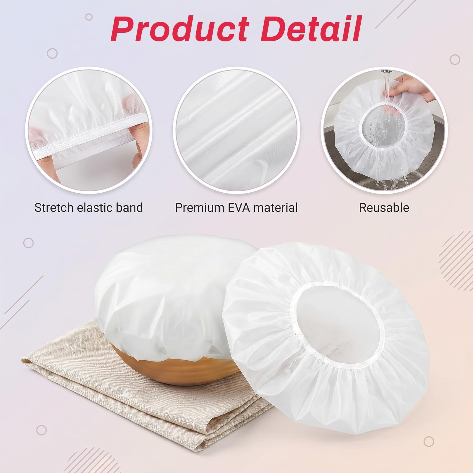 2Pcs Eva Plastic Bowl Covers Fits 6-11 Inch Bowls, Reusable Elastic Sourdough…