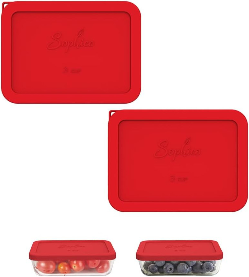 Sophico 3 Cup Rectangle Silicone Storage Cover Lids Replacement for Pyrex 7210-P