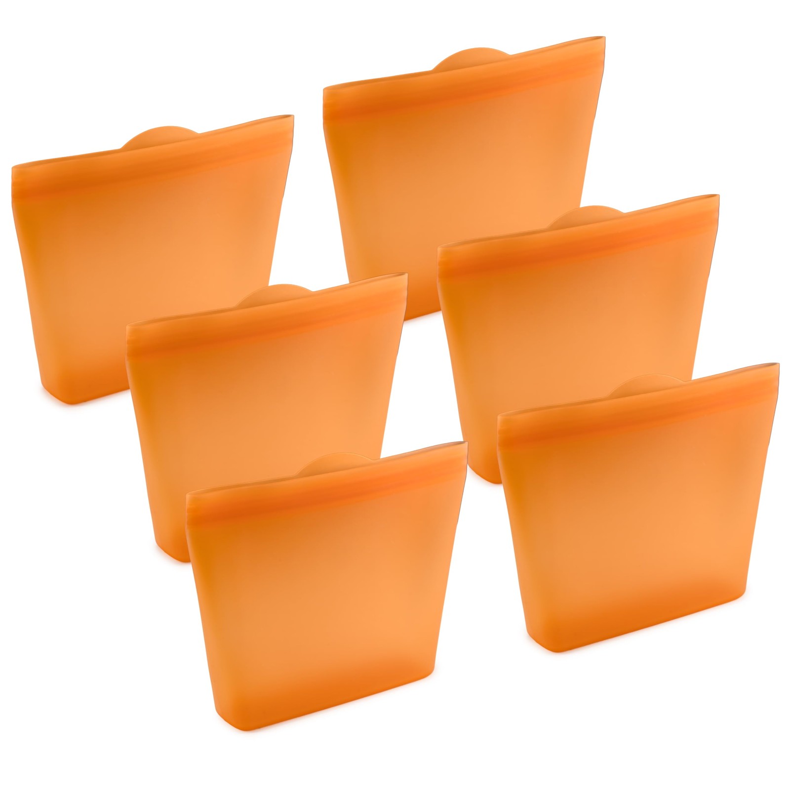 Home Logic Reusable Sandwich Bags Set of 6 Firecracker Orange Silicone Freez…