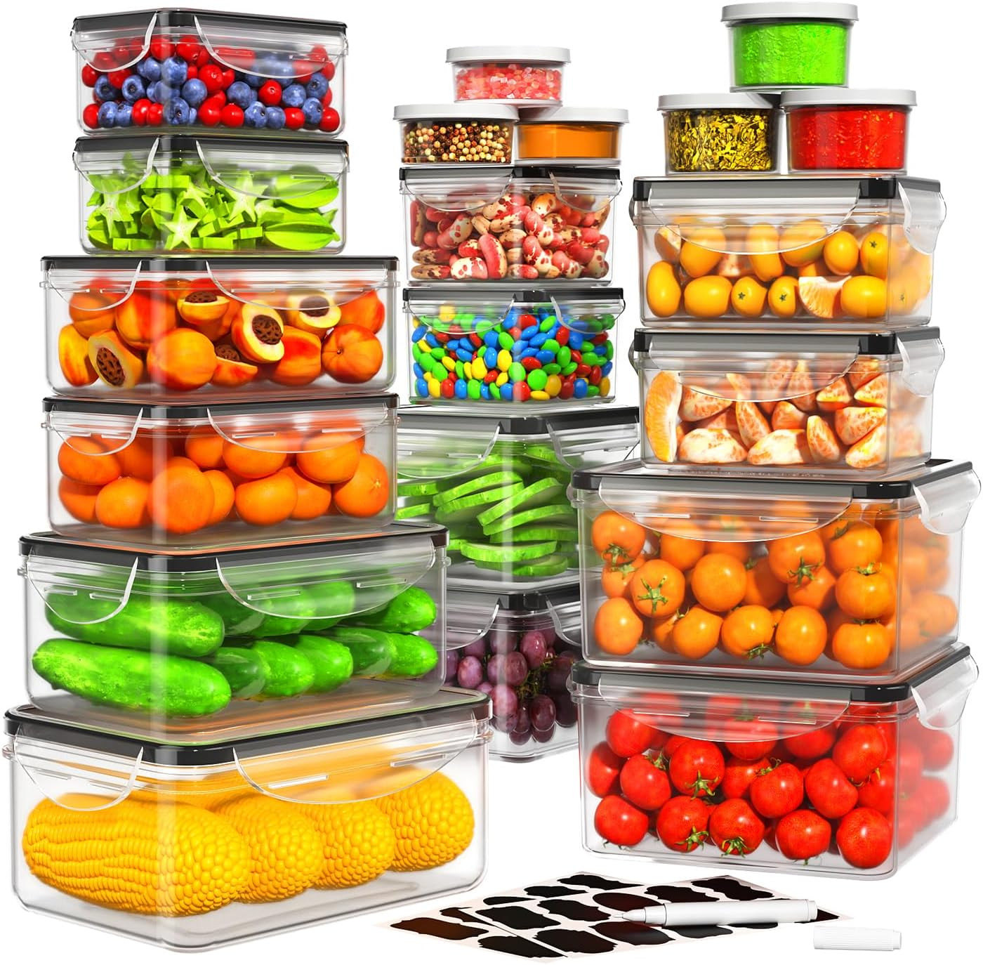 HOMETALL 40 PCS Food Storage Containers with Lids Airtight, 100% Leakproof Plast