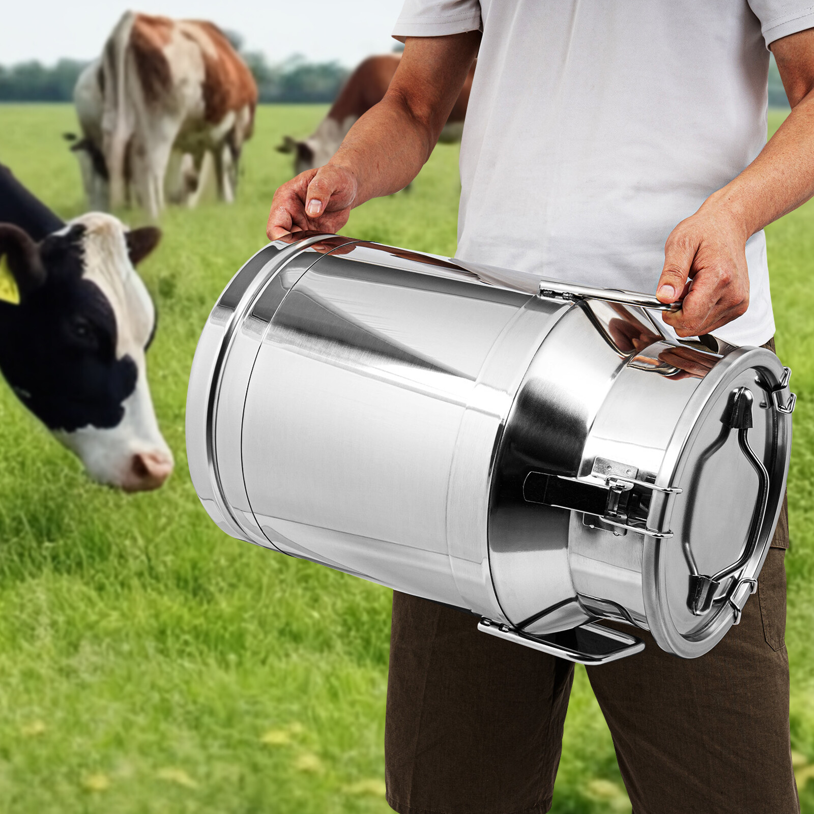 Wine Pail Bucket Water Jug Liquid Storage 30L 8 Gallon Stainless Steel Milk Can