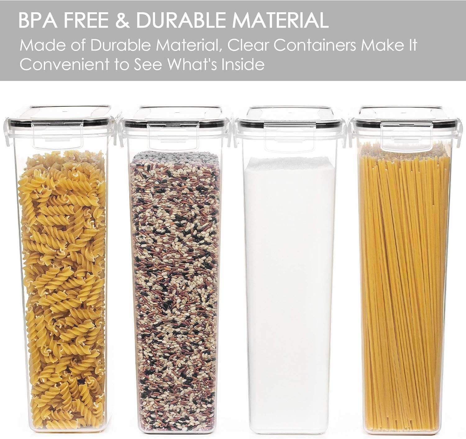 Vtopmart Airtight Food Storage Containers with Lids, 4 PCS 2.8L Pasta Containers