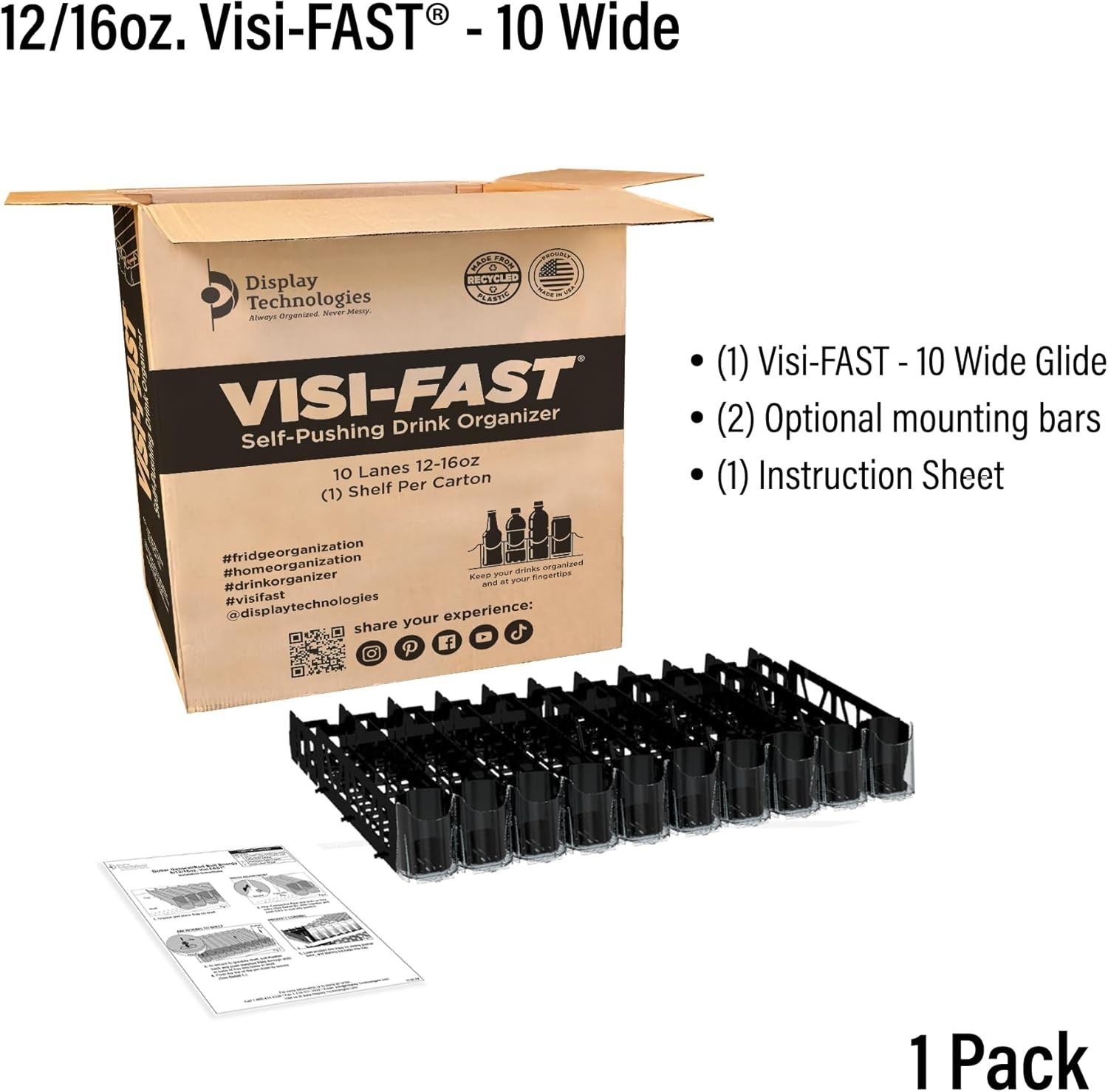 Visi-FAST Spring Push Drink Dispenser, Refrigerator Organizers and Storage fo…