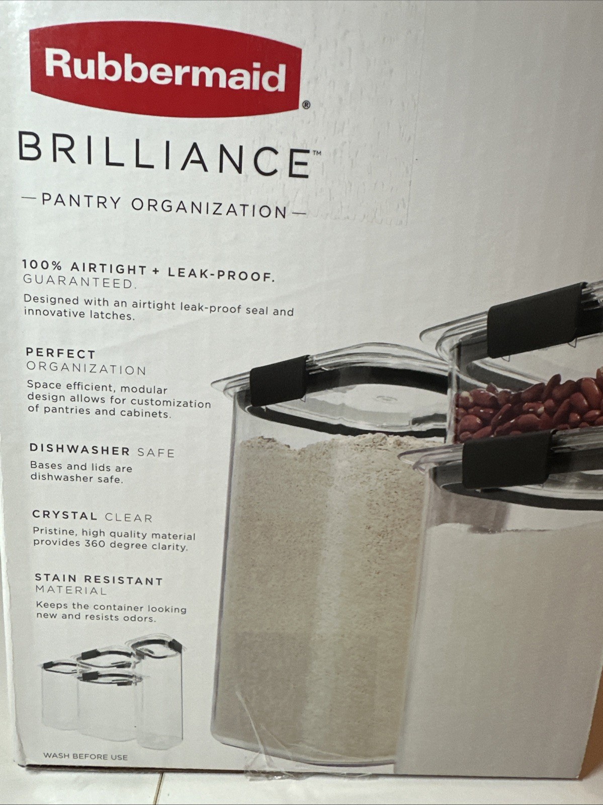 Rubbermaid Brillance Pantry 360° Organization, 4 Containers With Kids