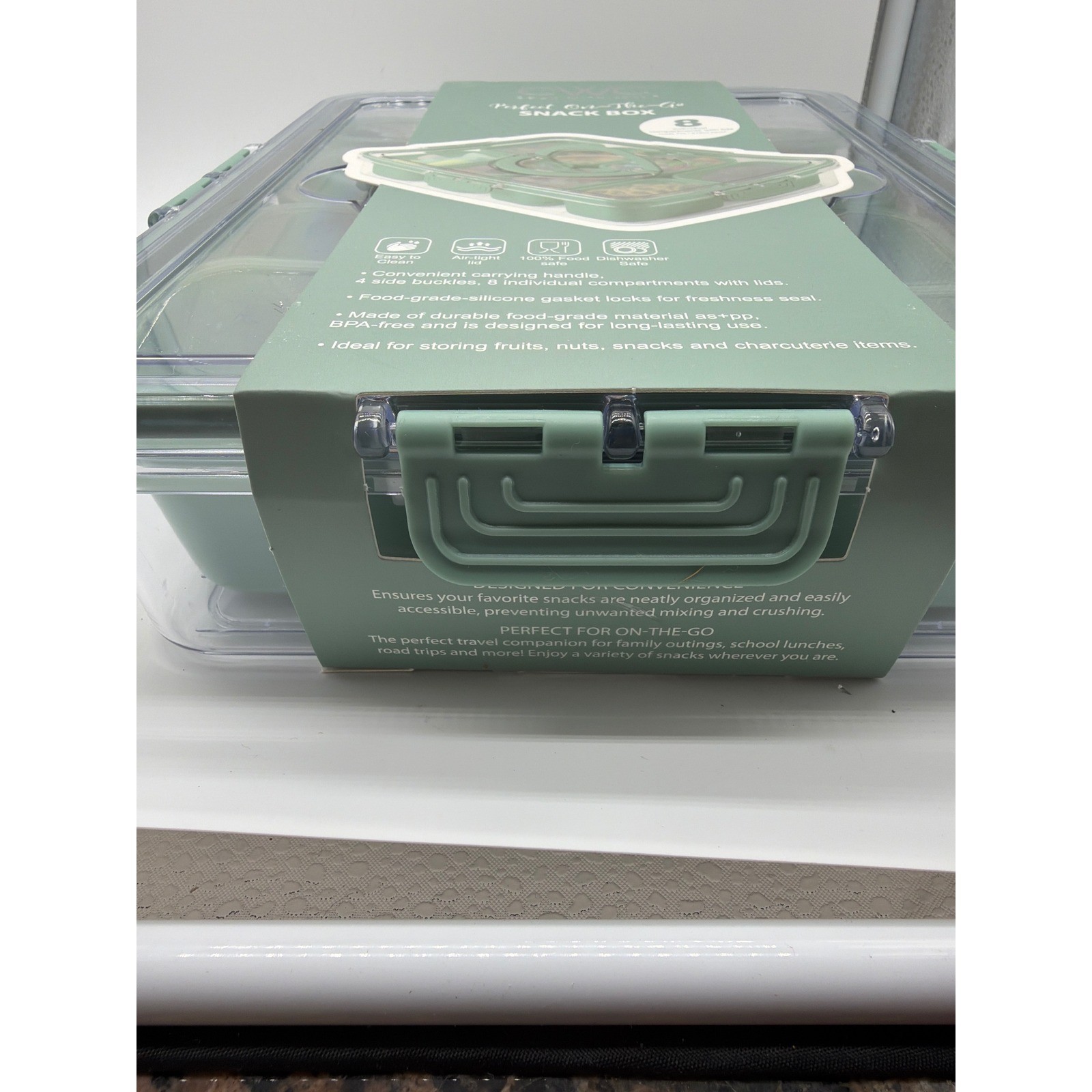Cook With Color Snack Box 8 Compartment Sage Green On-The-Go Charcuterie