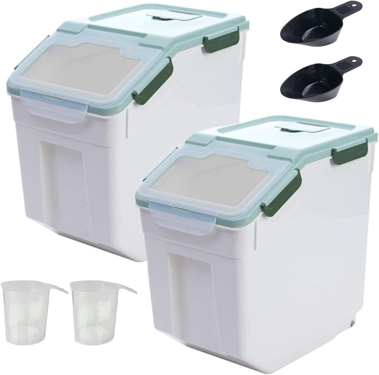 2 Pack 50Lb Rice Dispenser Large Airtight Flour Holder 25LB Dog Food Storage Con