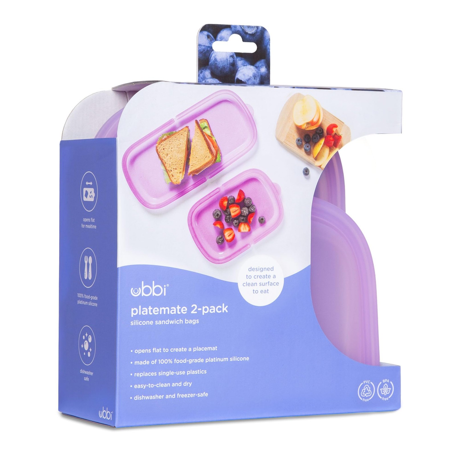 Ubbi Platemate Reusable Silicone Storage Bag Opens Flat As Placemat Dishwasher