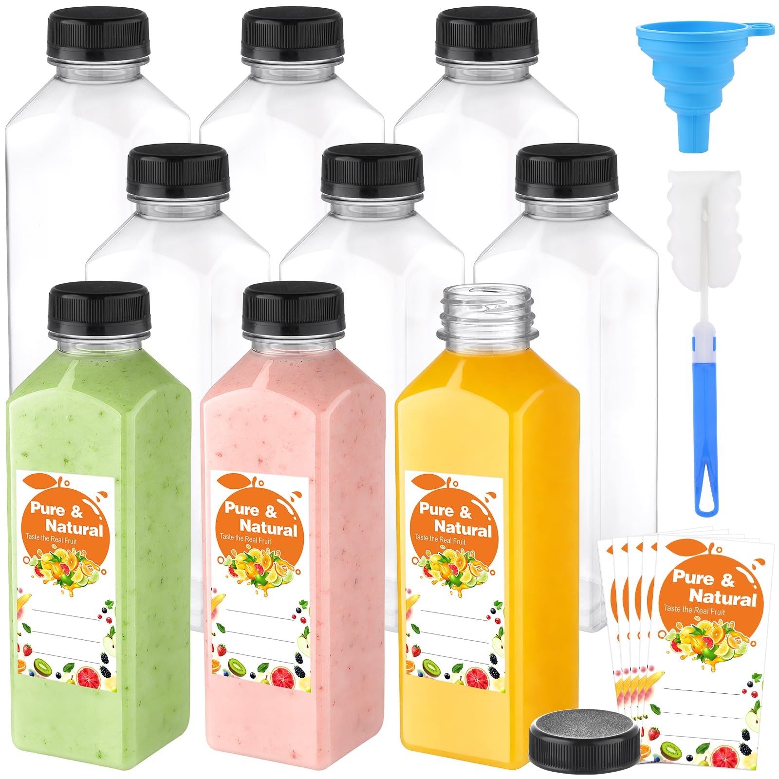 36 Pack 16oz Plastic Juice Bottles with Caps, Empty Reusable Bottles for Juic…
