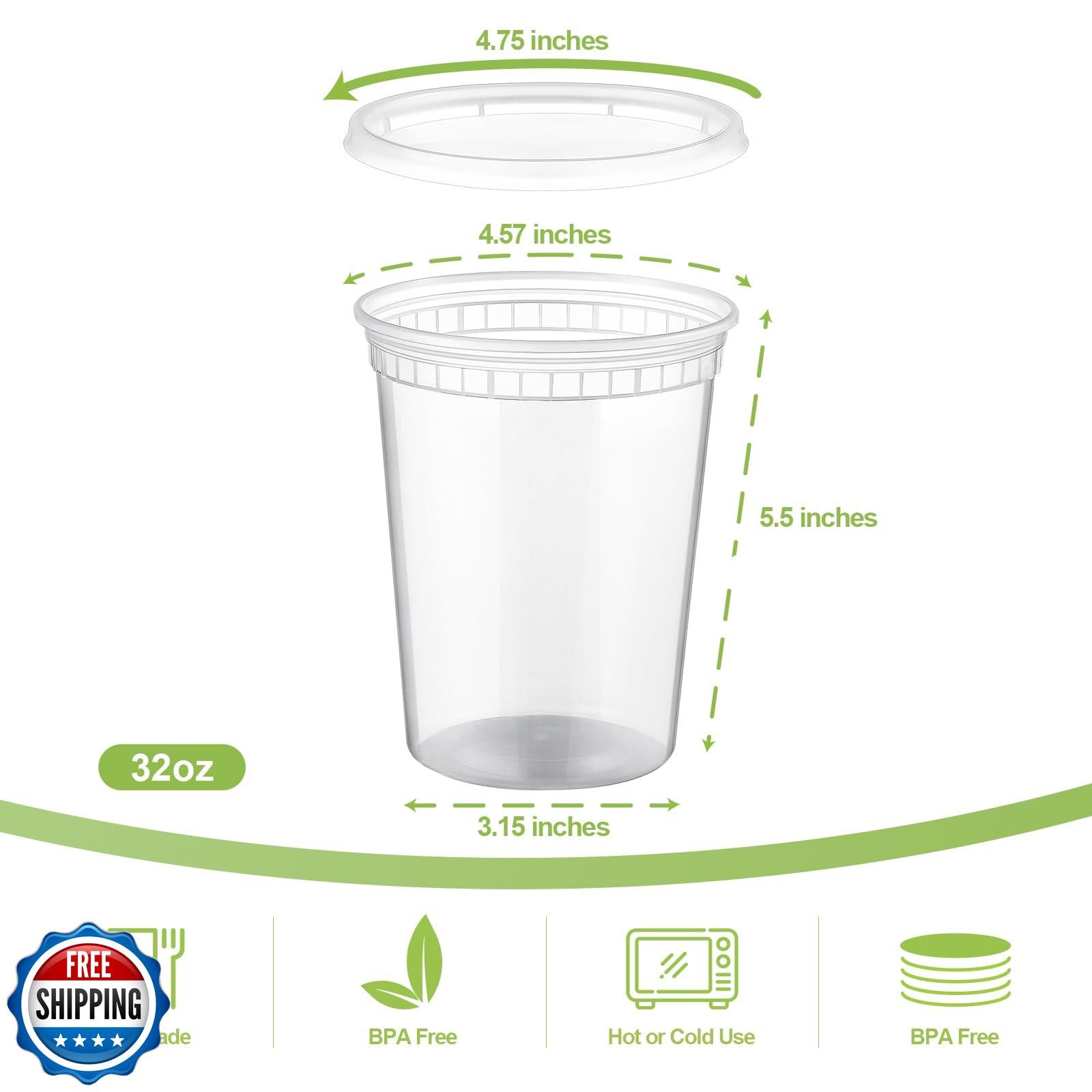 AOZITA 20 Sets 32 oz Plastic Deli Food Containers With Lids, Airtight Food St