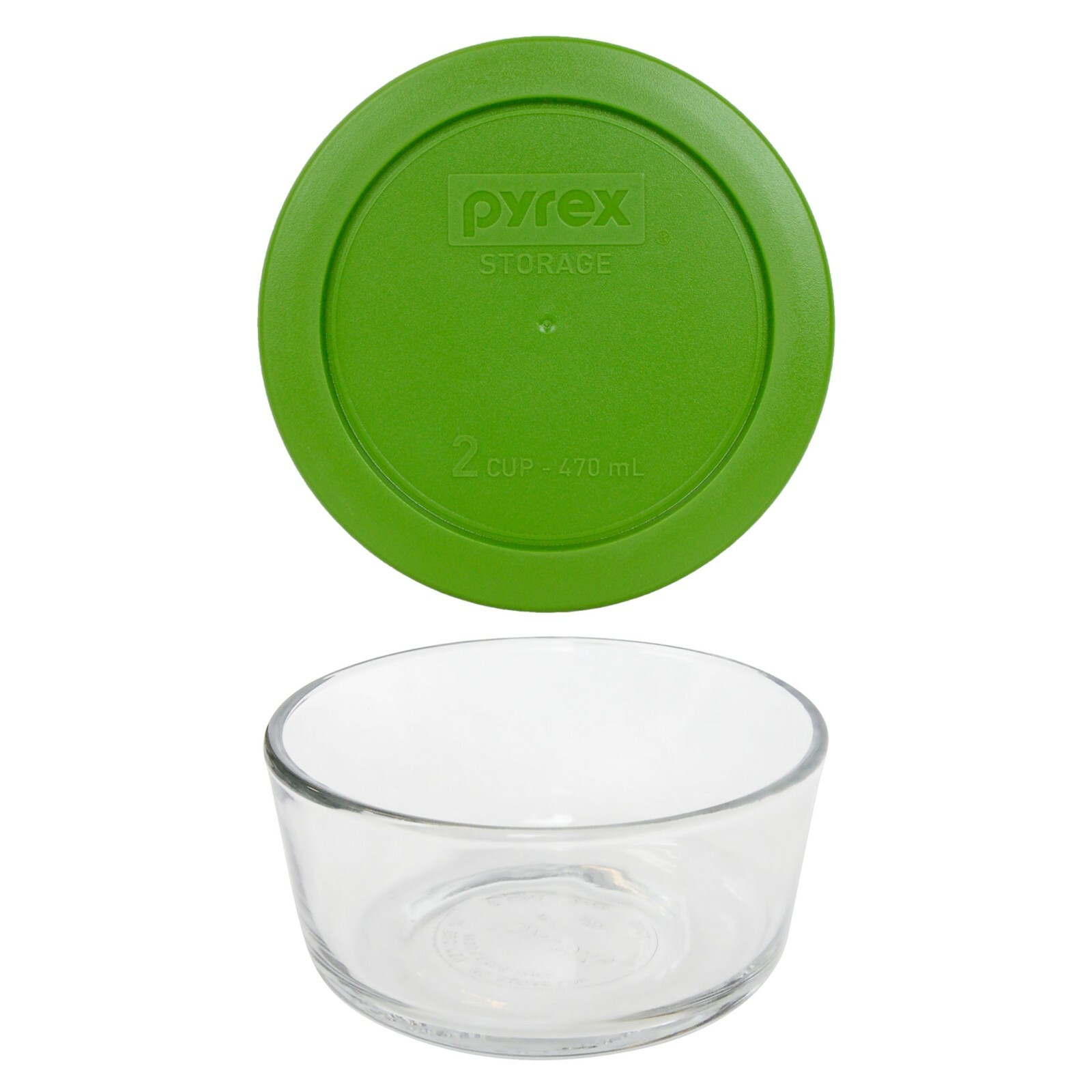Pyrex 7200 2-Cup Glass Food Storage Bowl w/ 7200-PC 2-Cup Lawn Green Lid